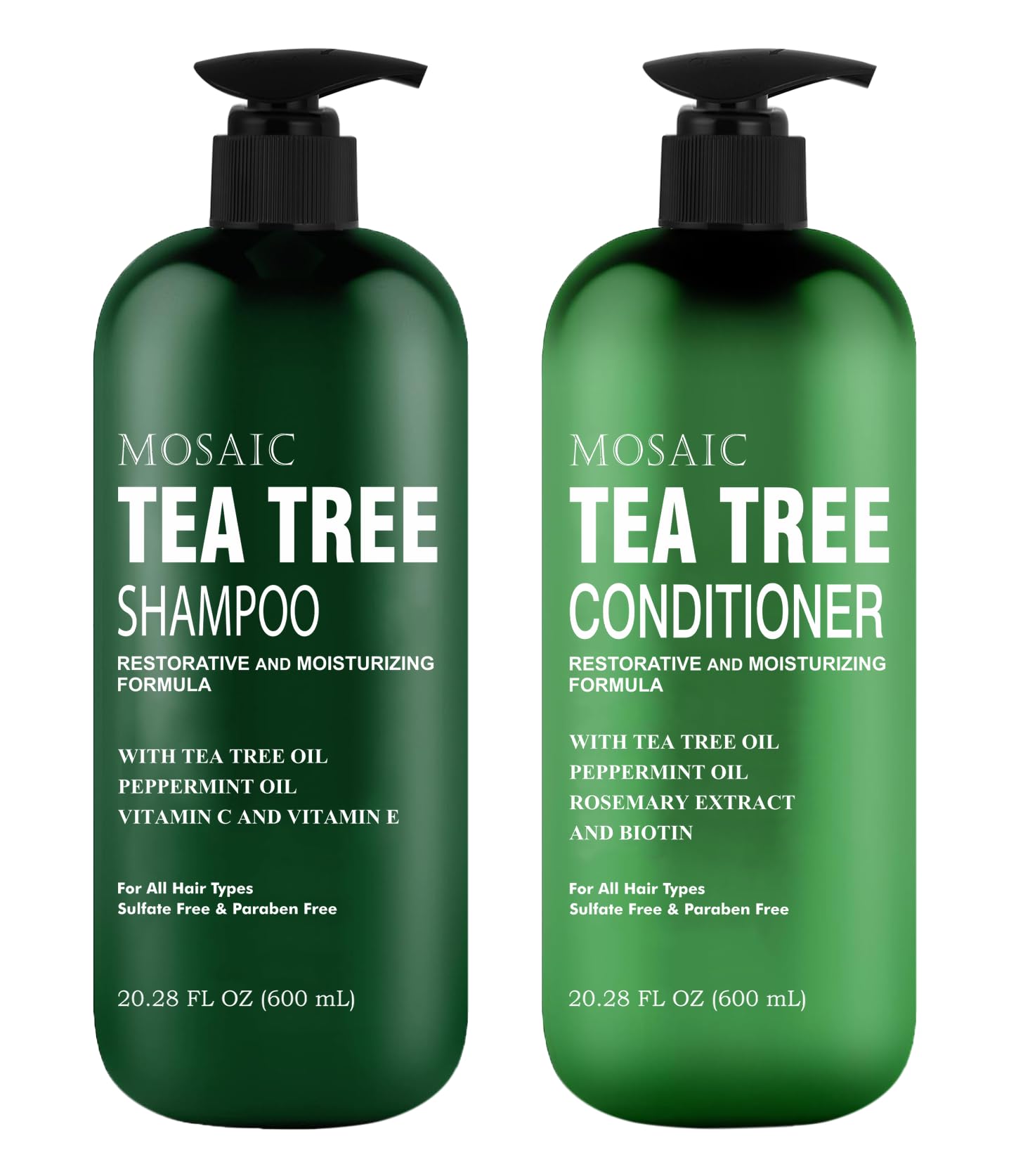 Tea Tree Shampoo and Conditioner Set for Hair Growth, Thinning Hair Loss Treatments Women & Men, Thickening Products, Paraben & Sulfate Free 20.2 FL Oz Each.