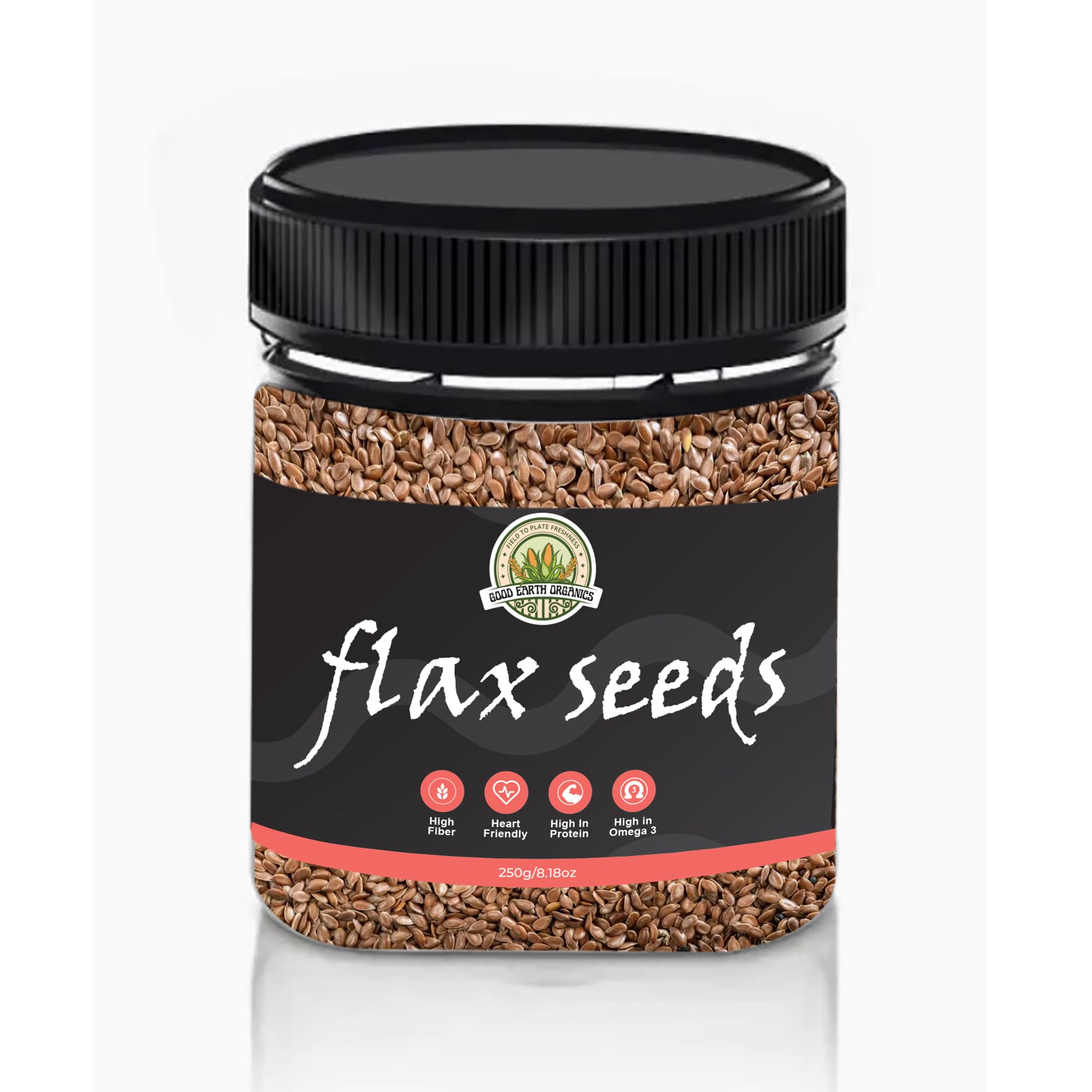 Good Earth Organic® -Flax Seeds, 250g - Flax Seeds for Hair Growth | Raw Seeds for Eating | Source of Iron & Dietary Fibre | Rich in Protein