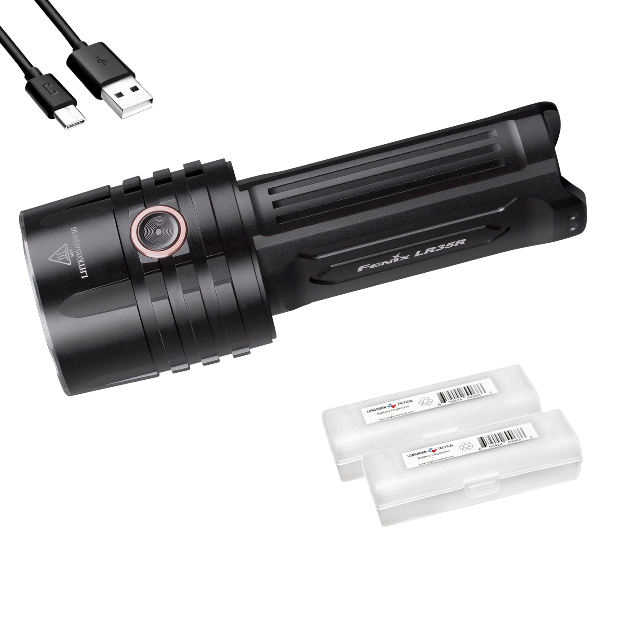 FenixLR35R Super Bright Rechargeable Flashlight, 10000 Lumen Long Throw and High Lumen with Batteries and Lumentac Organizer