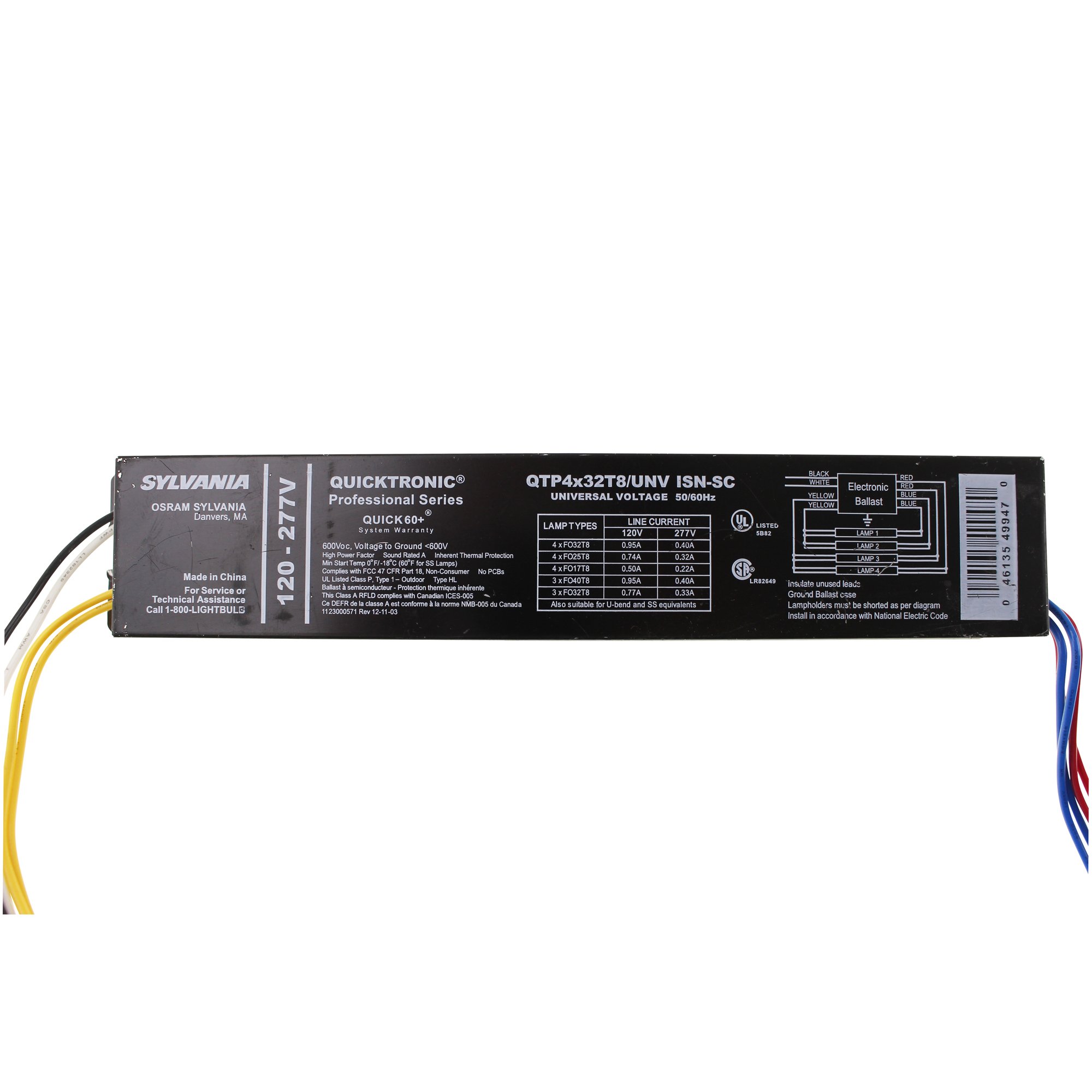 OSRAM SYLVANIA QTP4x32T8/UNV-ISN-SC (49947) 4 FLUORESCENT Ballasts-Fluorescent-HID