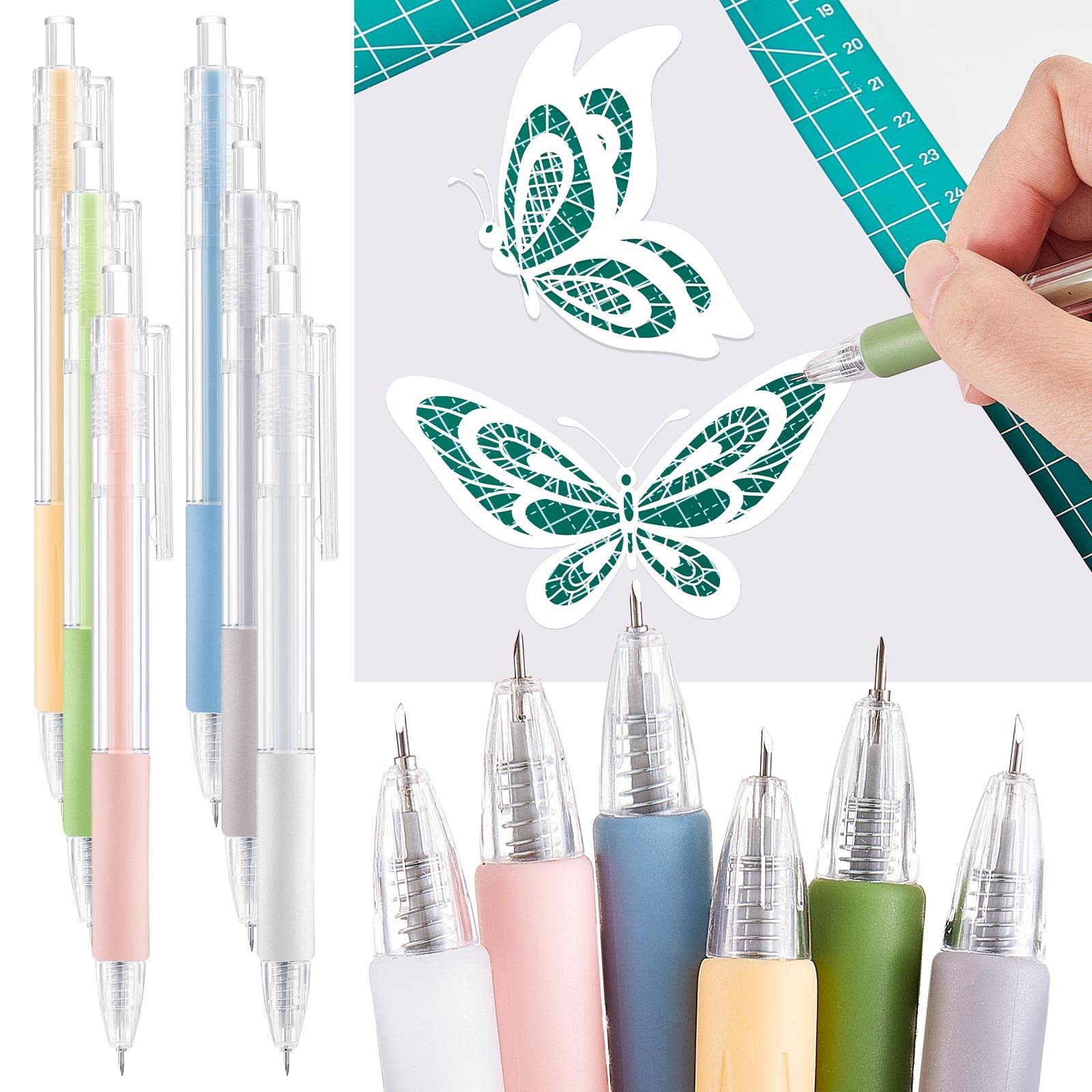 6 Pieces Art Cutting Tools Knife Pen Craft Paper Cutter Pen Carving Tools for DIY Kit Scrapbooking Drawing and Paper Crafting Utility Precision Paper Cutting Tool