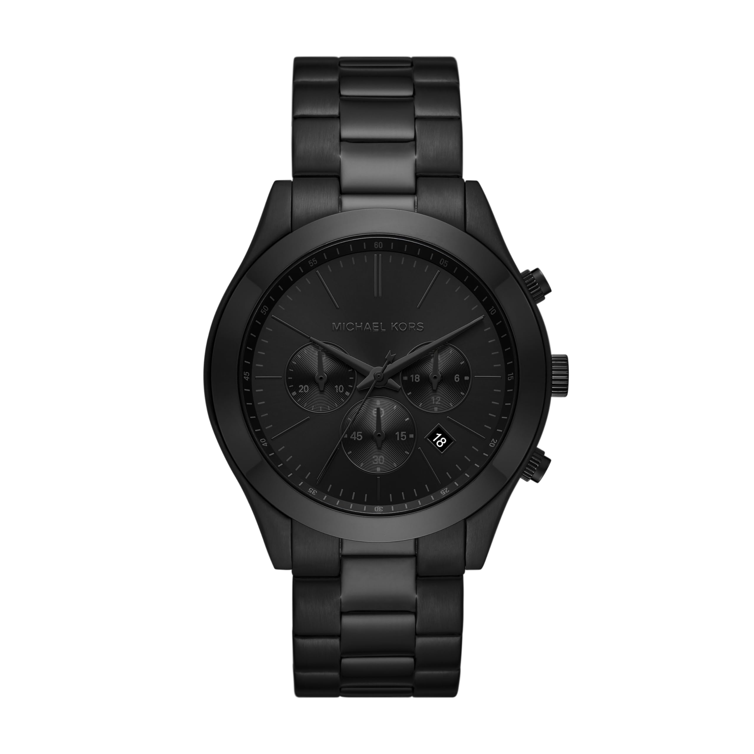 Michael Kors Mens Stainless Steel Slim Runway Black Analog Watch Mk8919, Band Color:Black