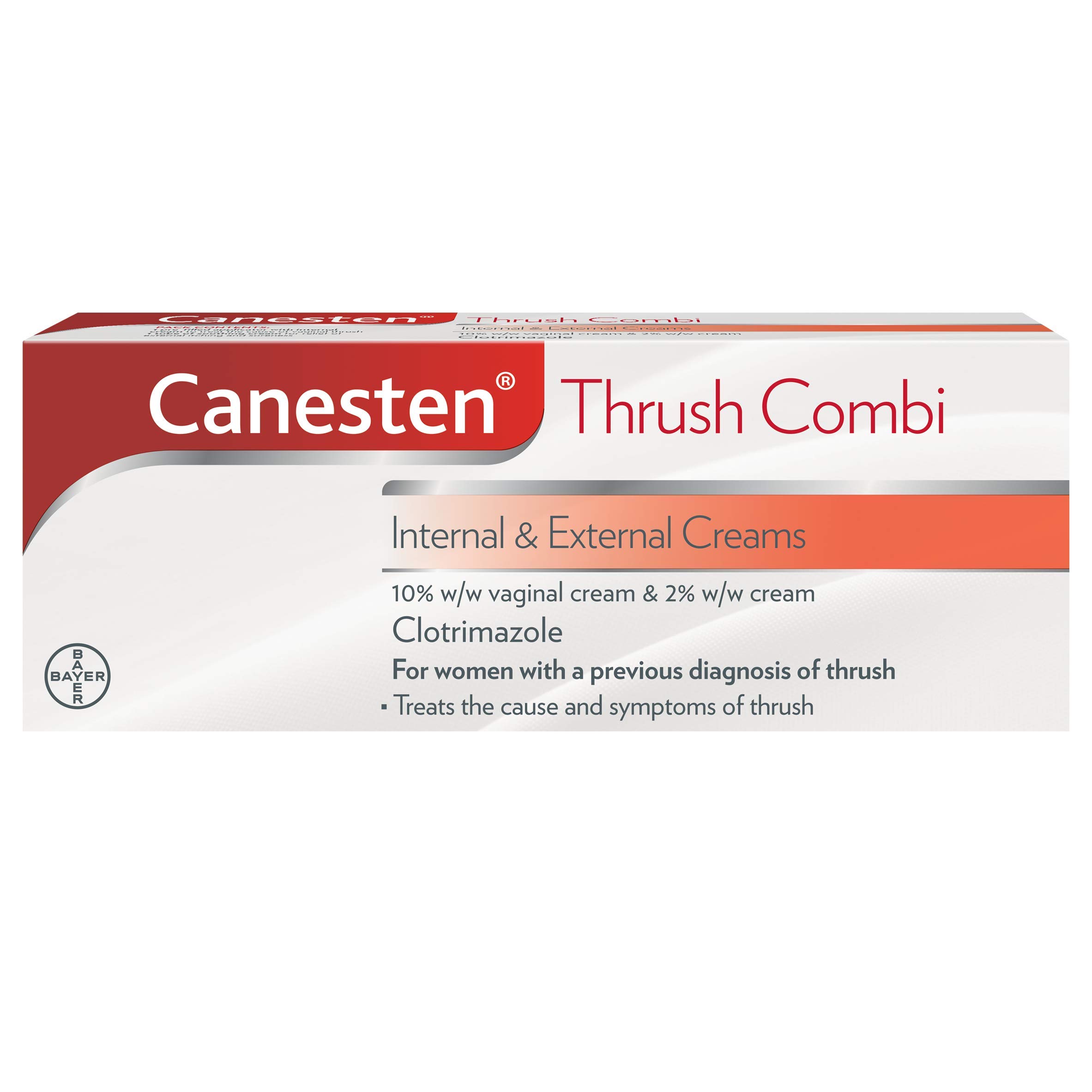 Canesten Thrush Combi Internal & External Creams for Thrush Treatment | Clotrimazole | Two-Step Complete Relief Thrush Treatment,2 Count (Pack of 1)