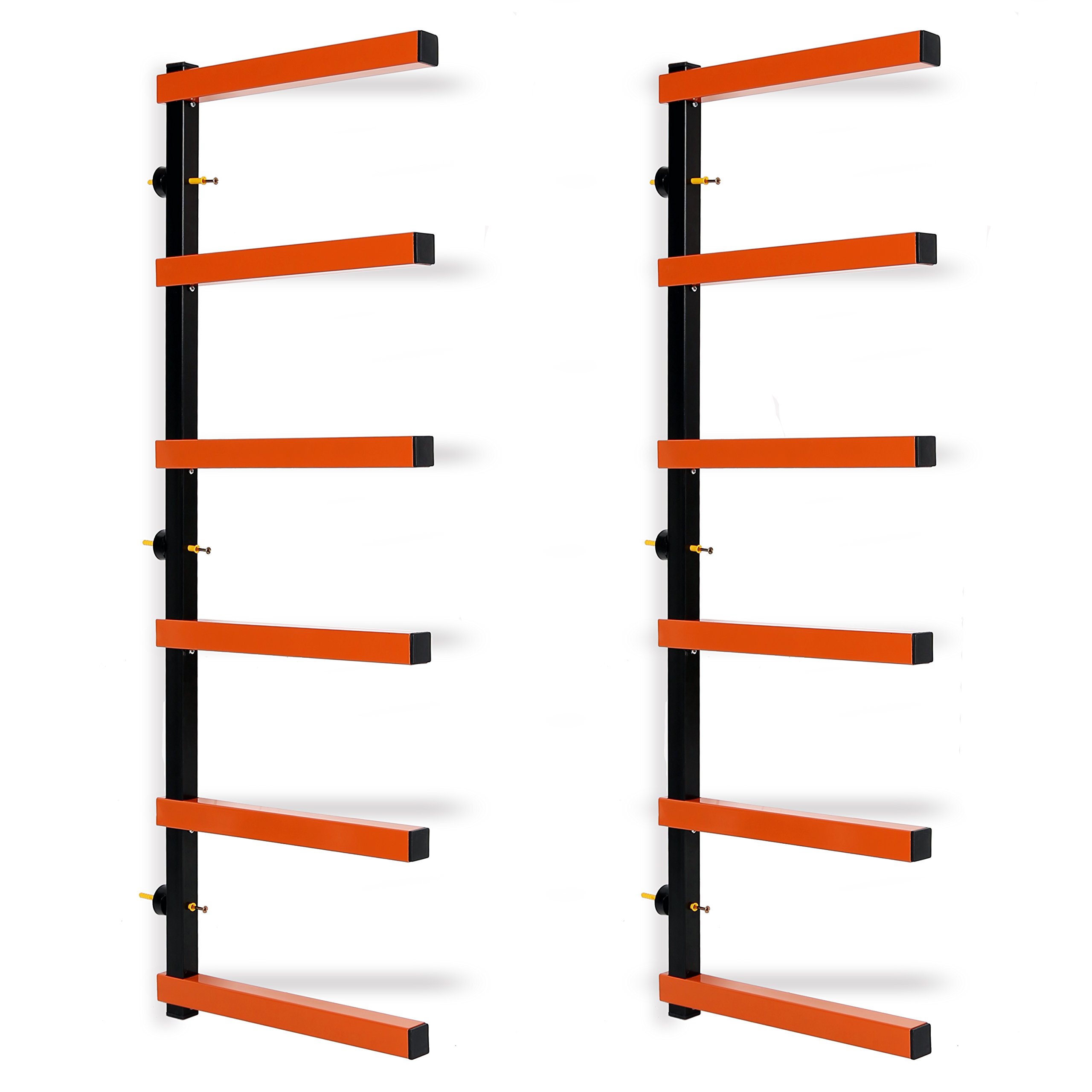 ECOTRIC Max 600 lb Steel 6 Shelf Lumber Storage Rack Wall-Mounted Wood Pipes Rack