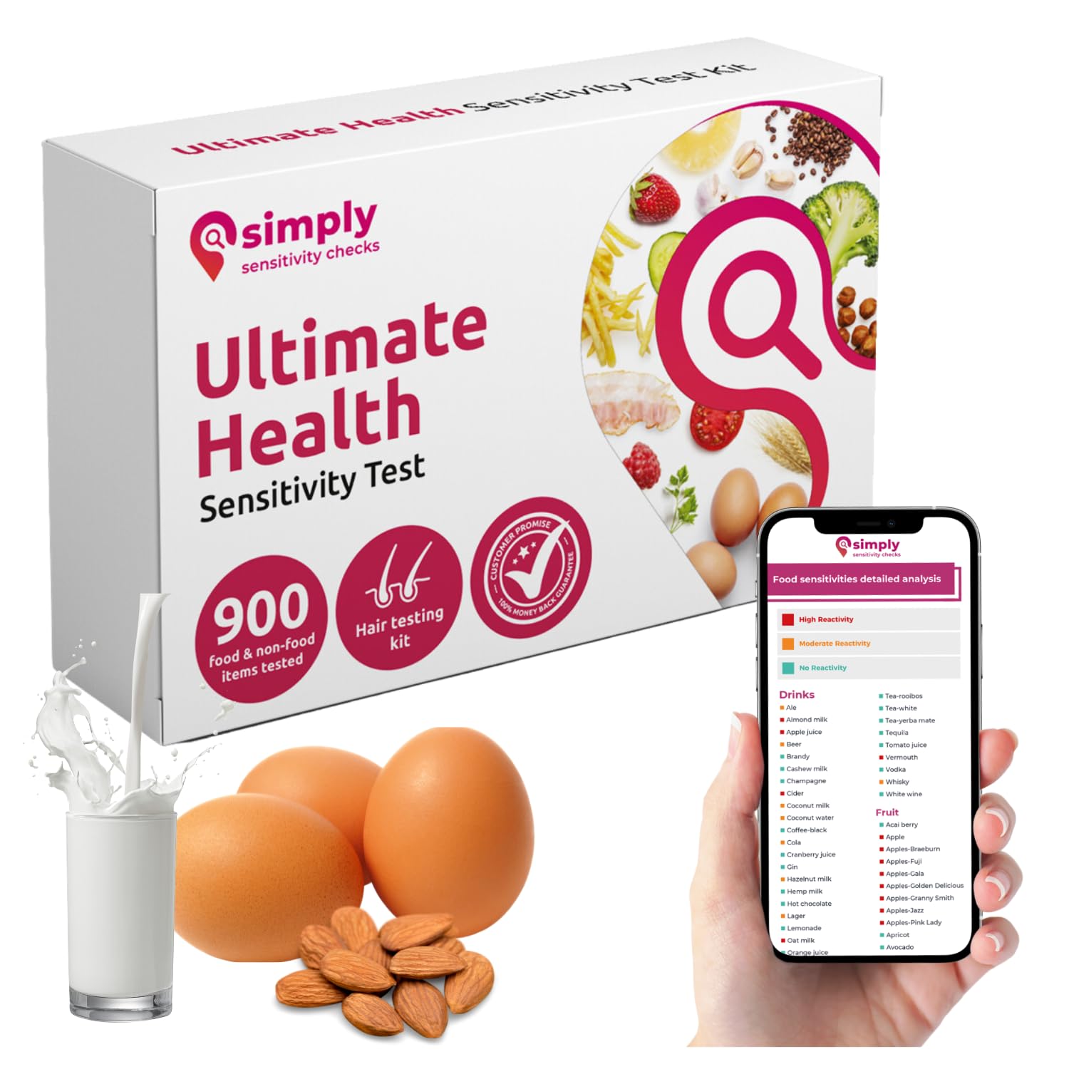 Ultimate Health Sensitivity Test by Simply Sensitivity Checks | Hair Strand Food Intolerance Test Kit| Food & Non-Food Intolerance Testing Kit for Adults (900+ Items Tested)…