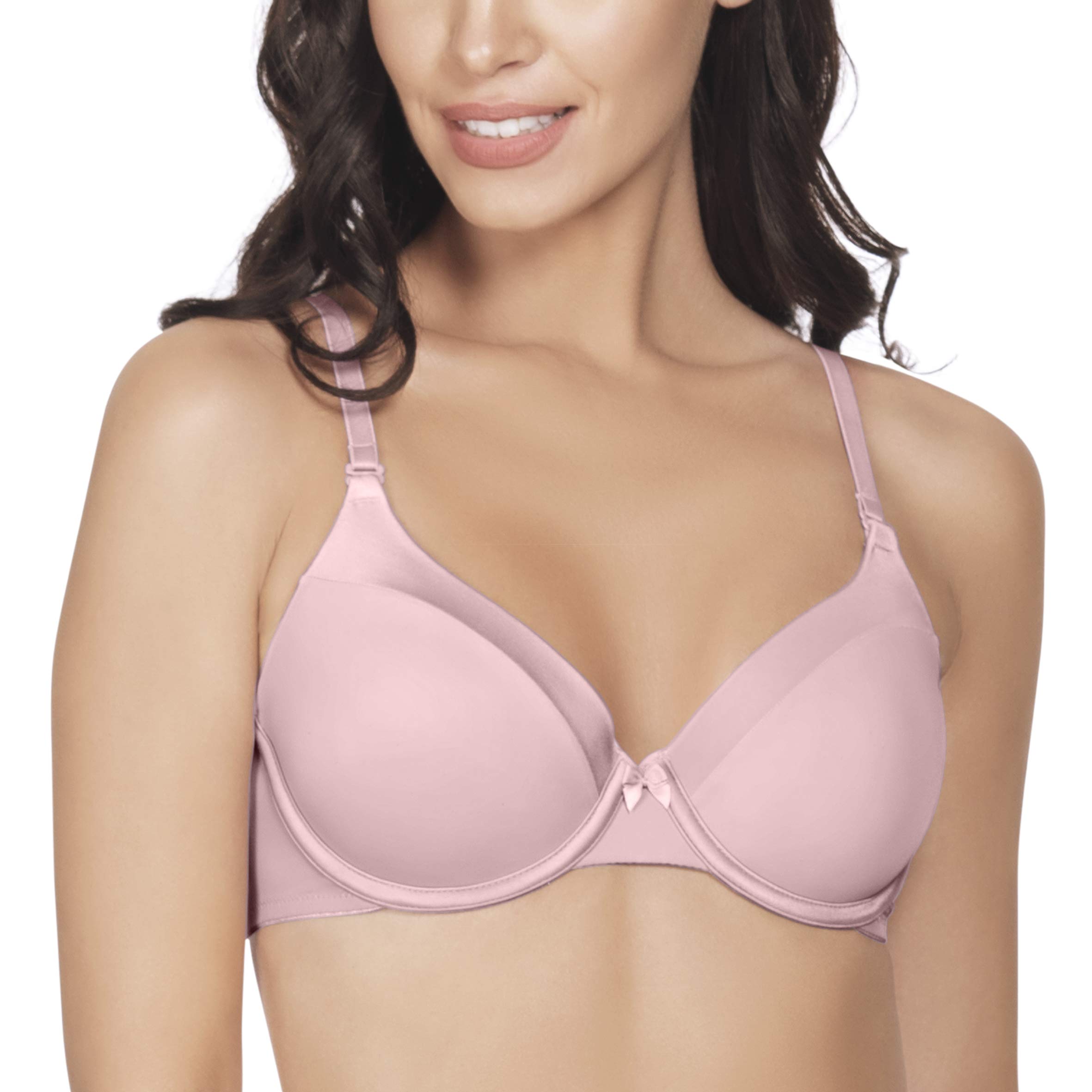 AmantéWomens Soft Padded Underwire Seamless Satin Edge Bra_32B Dawn Pink