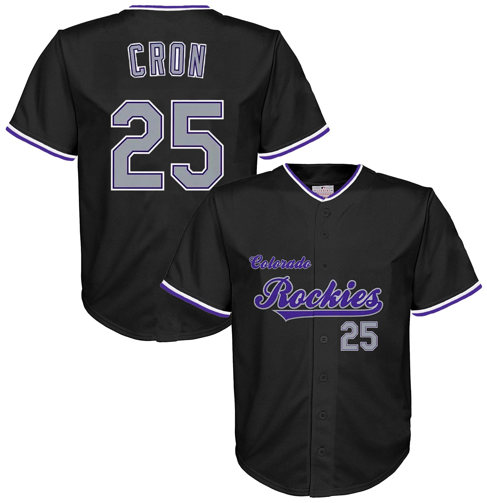 CJ Cron Colorado Rockies Black #25 Kids Youth 4-20 Alternate Fashion Player Jersey