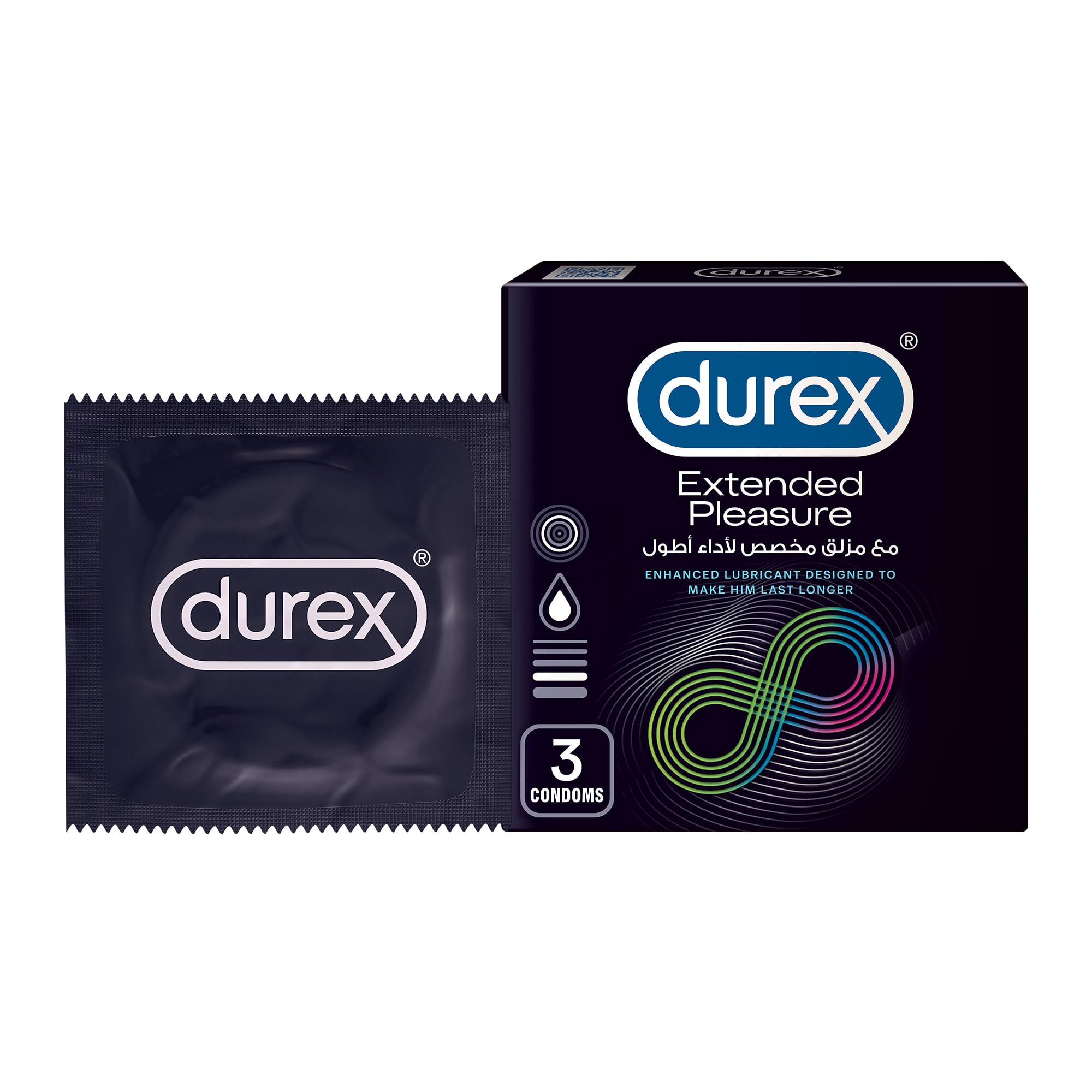 Durex Extended Pleasure Condoms For Men With Enhanced Lubricant - 3 Pieces