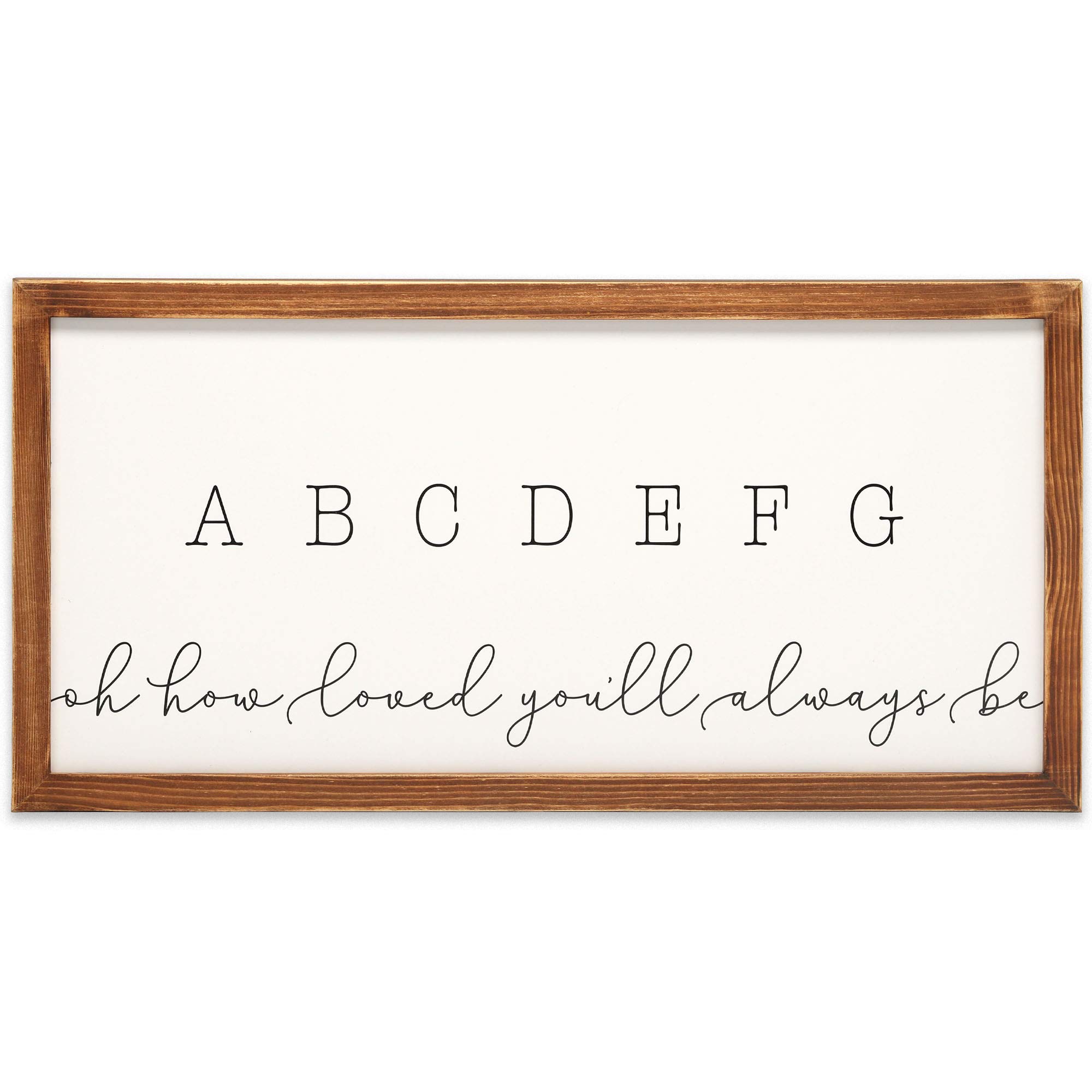 Open Road Brands ABC Nursery Wall Art - Large Modern Alphabet Nursery Picture - ABCDEFG Oh How Loved You'll Always Be