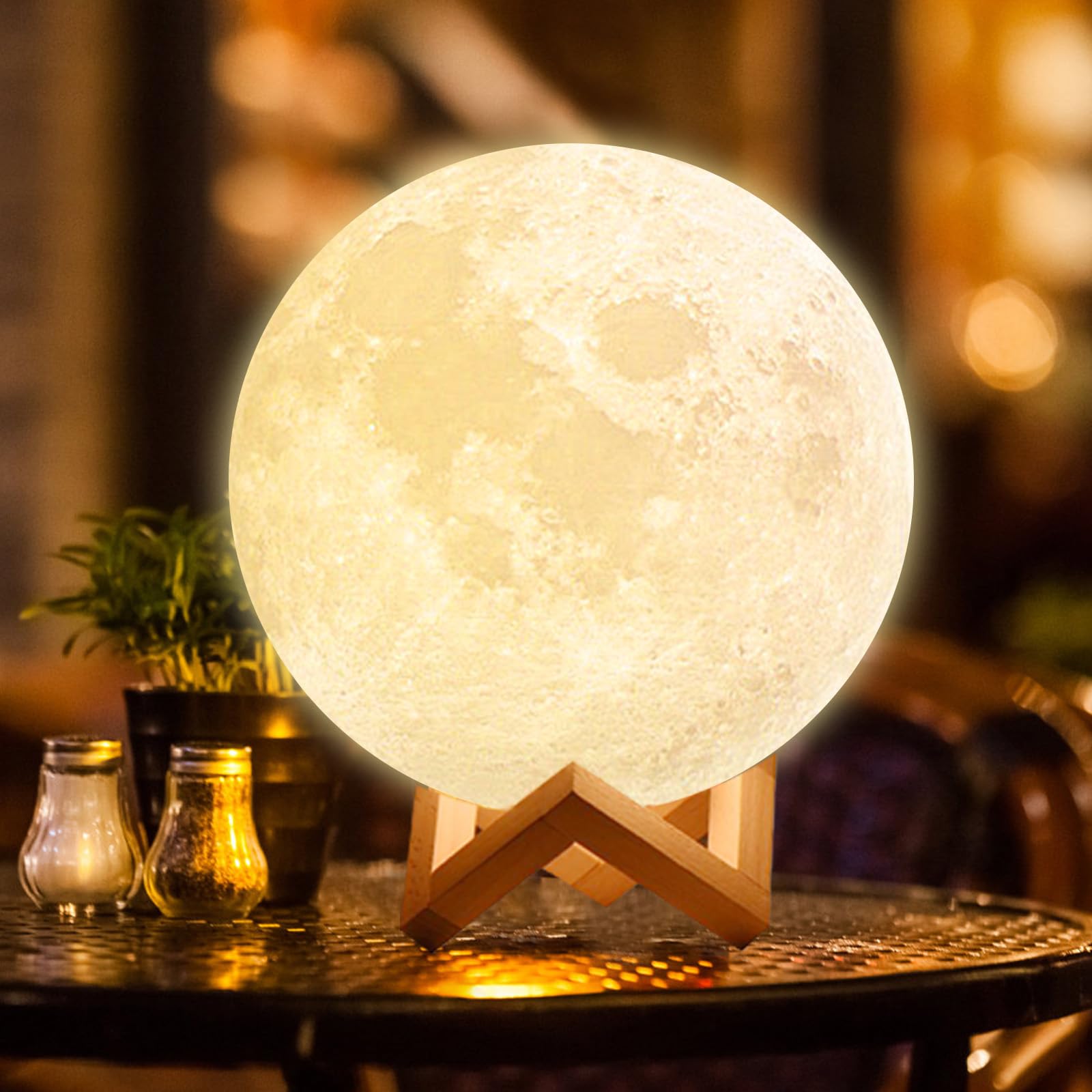 KIFACI Rechargeable Moon Lamp 5.9inch, 3D Moon Lights for Bedroom, Suitable as Kids Night Lights Bedroom Decorations, Stocking Stuffers for Kids Adults Women