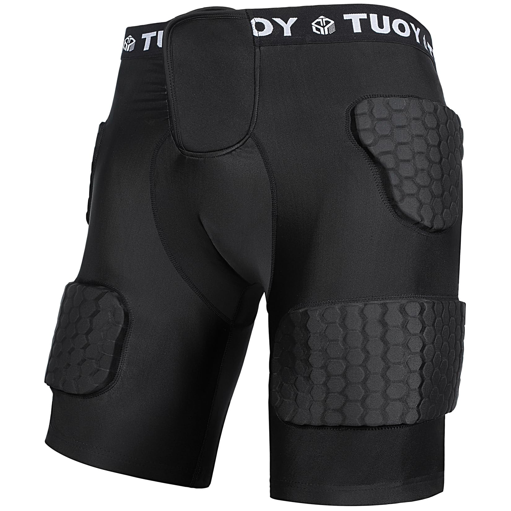 DGYAO Rugby Padded Shorts with Velcro Easy to Wear, Mens Football Body Armour for Thigh Hip Protectors, Ski Pants Cycling Shorts