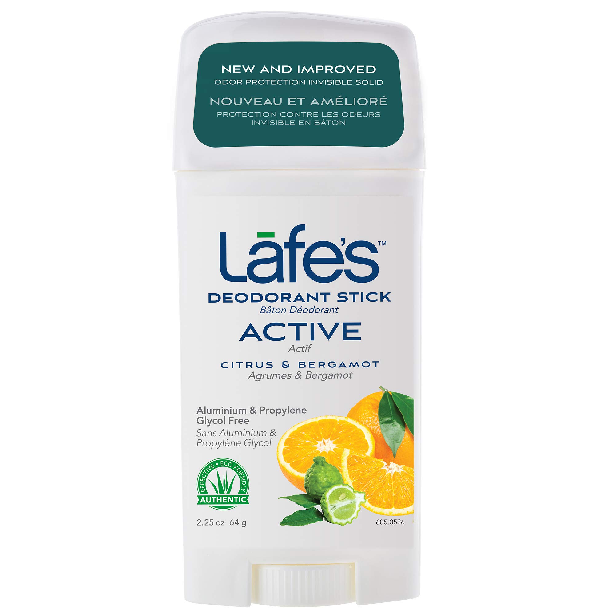 Lafe'sNatural Deodorant | 2.25oz Aluminum Free Natural Deodorant Stick for Women & Men | Paraben Free & Baking Soda Free with 24-Hour Protection | Citrus & Bergamot - Formerly Active