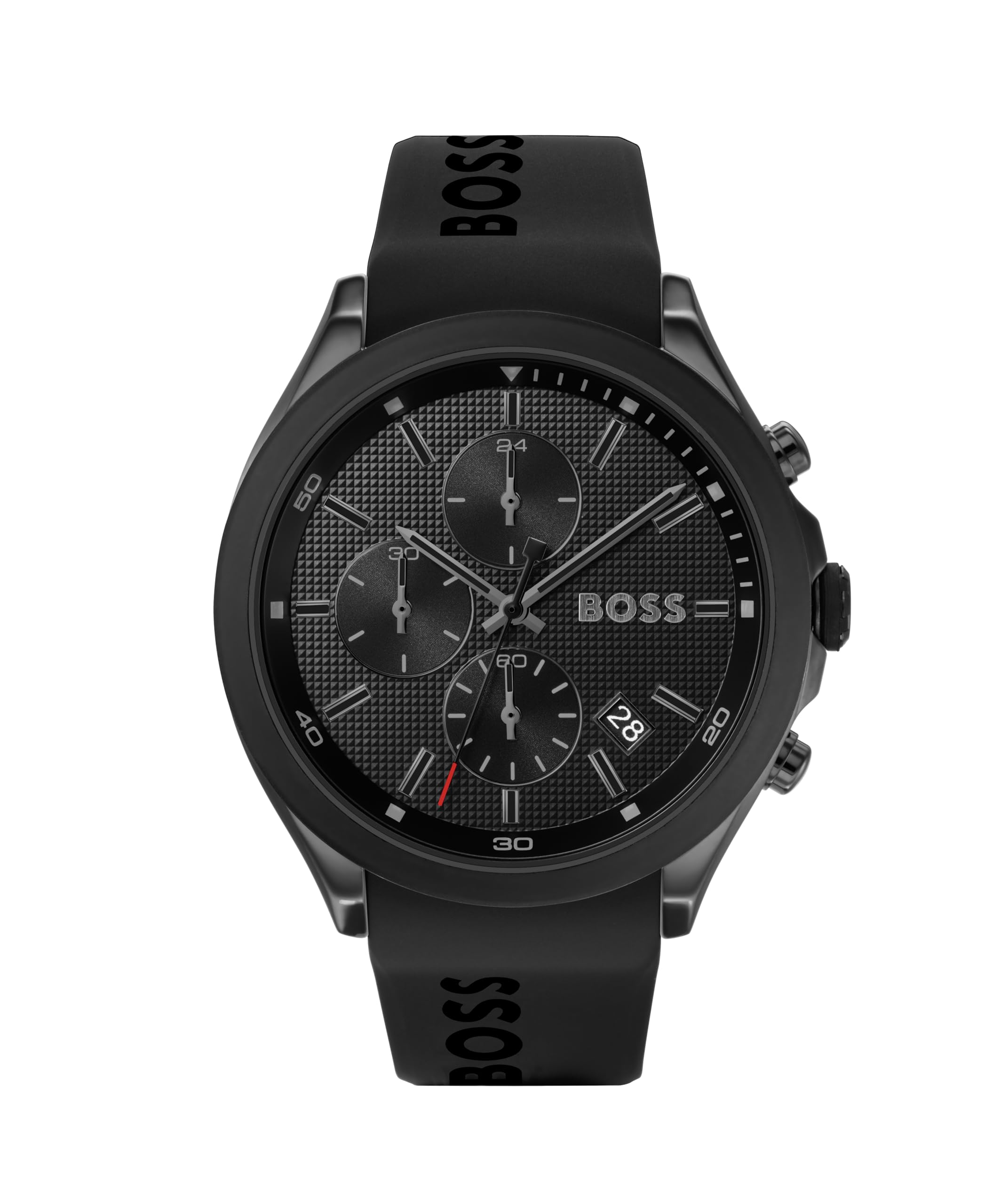 BOSSMen's 44mm Chronograph Quartz Watch VELOCITY collection with Silicone Strap, Date Function, 3 Sub-Dials, 5ATM Water Resistant