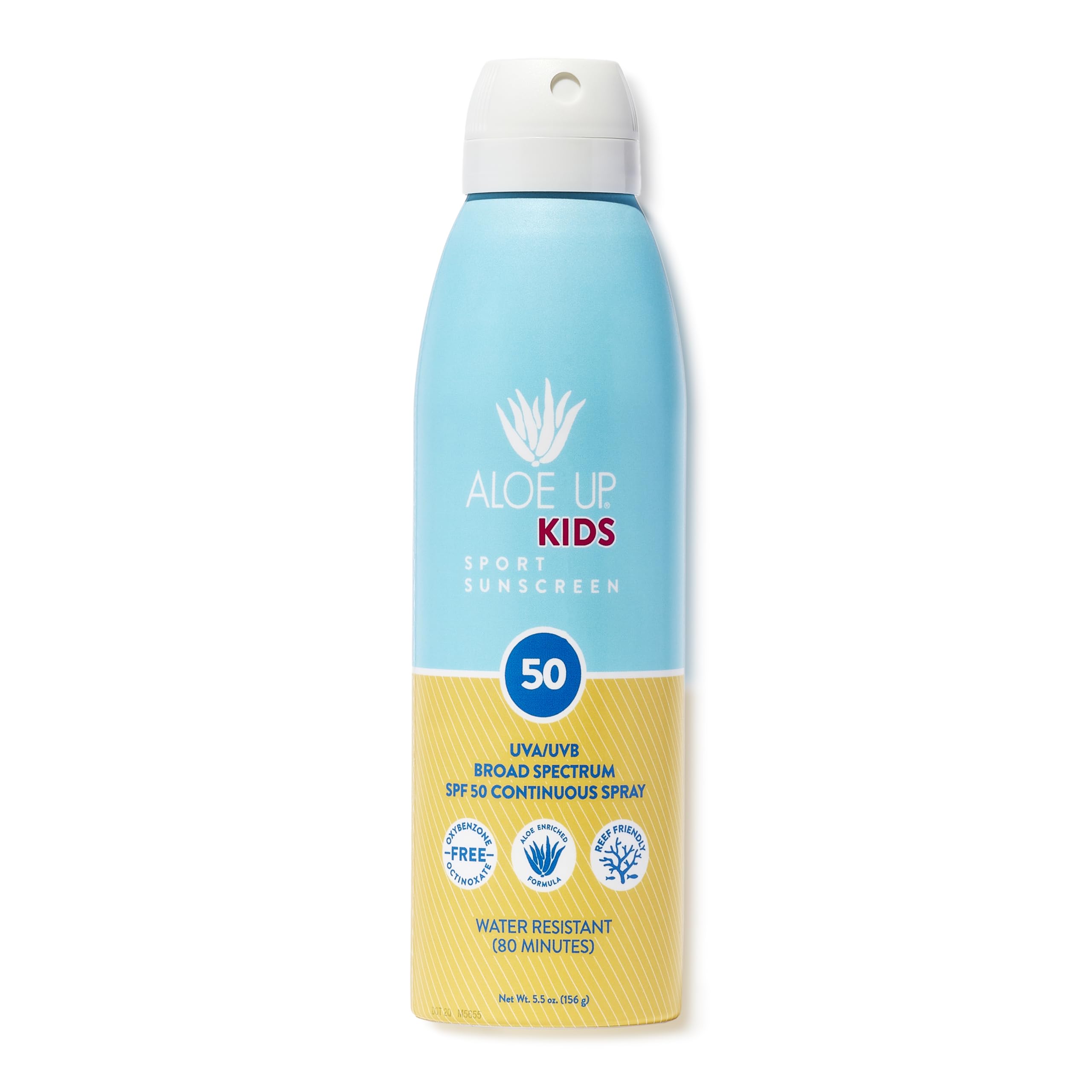 ALOE UPKids Continuous Sport Sunscreen Spray SPF 50 - Broad Spectrum Sheer Face and Body Sunscreen Protector for Sensitive Skin - With Aloe Vera Gel - Dries Fast - Reef Safe - Fragrance-Free - 6 Oz