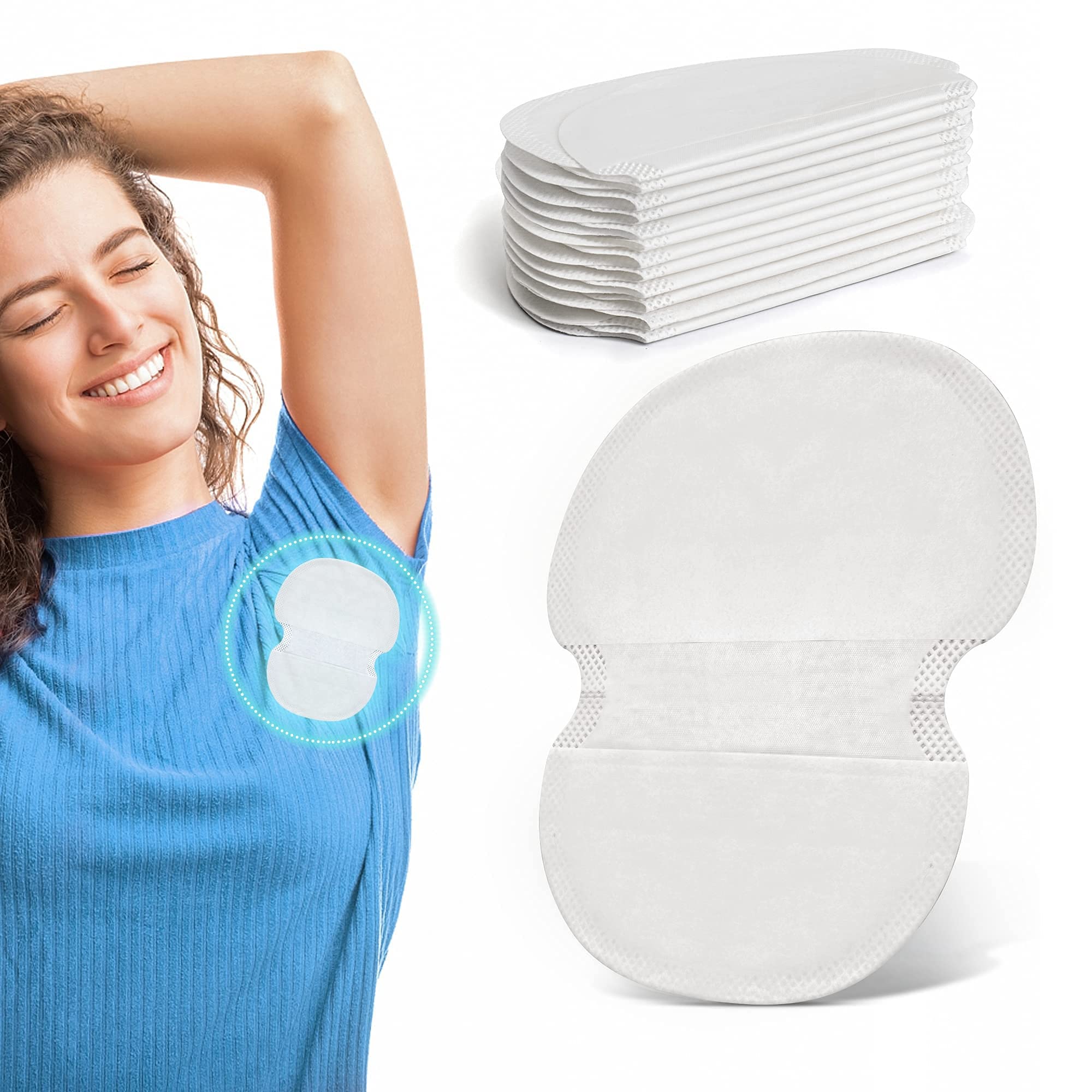 WOGII Underarm Sweat Pads,Armpit Sweat Pads for Women and Men [100 Packs],Disposable Underarm Pads for Sweating Women,Comfortable Unflavored, Non Visible