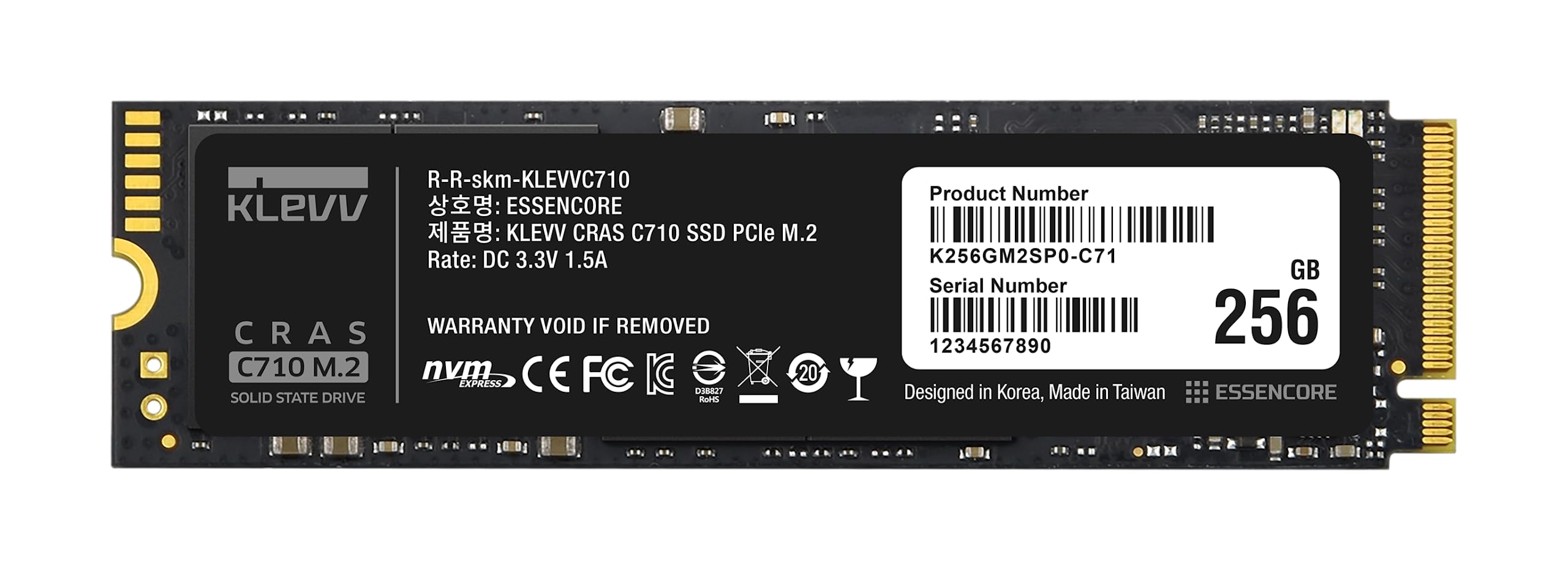 ESSENCORE KLEVV Cras C710 256GB M.2 NVMe SSD