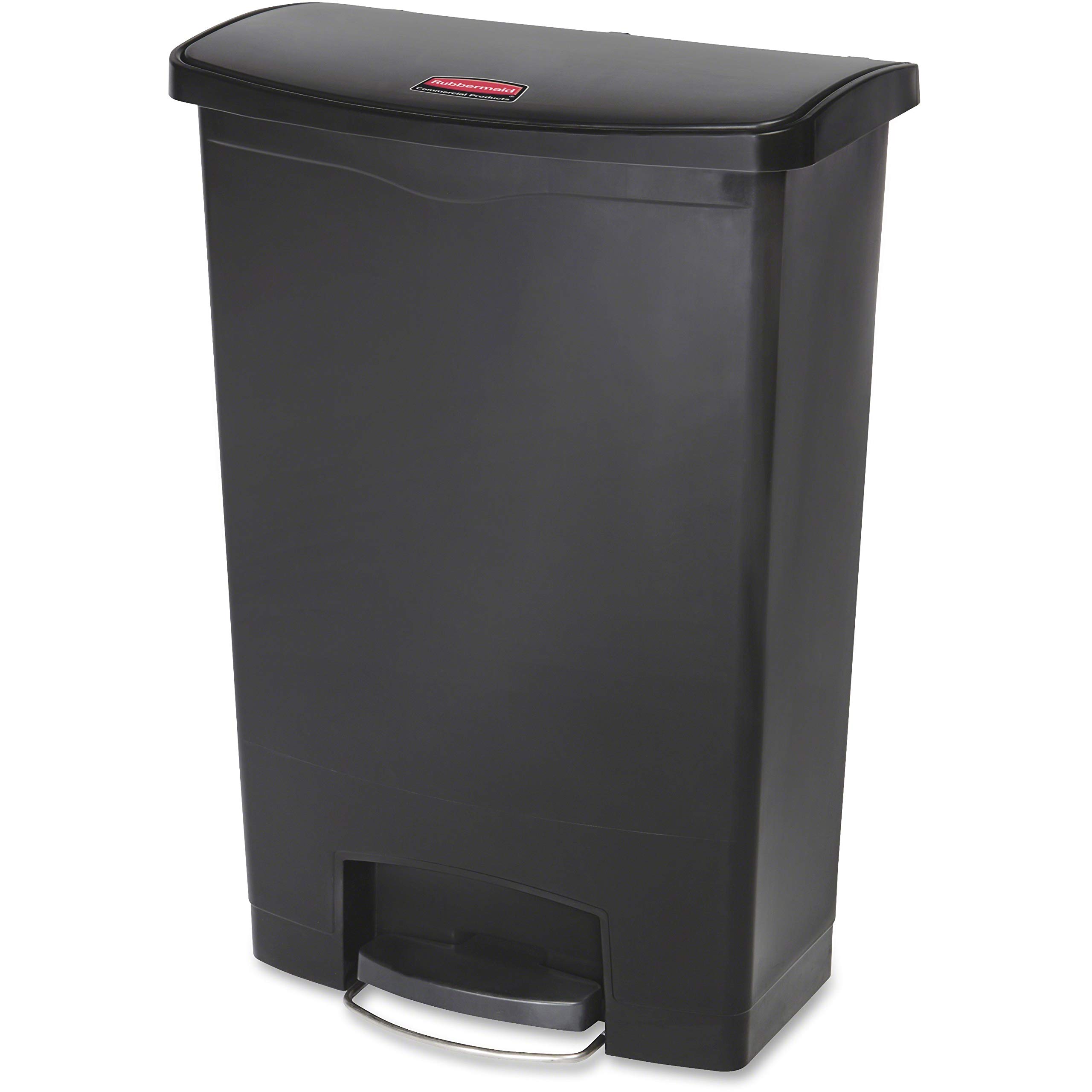 Rubbermaid Commercial Products Slim Jim Step-on Resin Front Step Waste Receptacle Bin 90 Litre Black 1883615