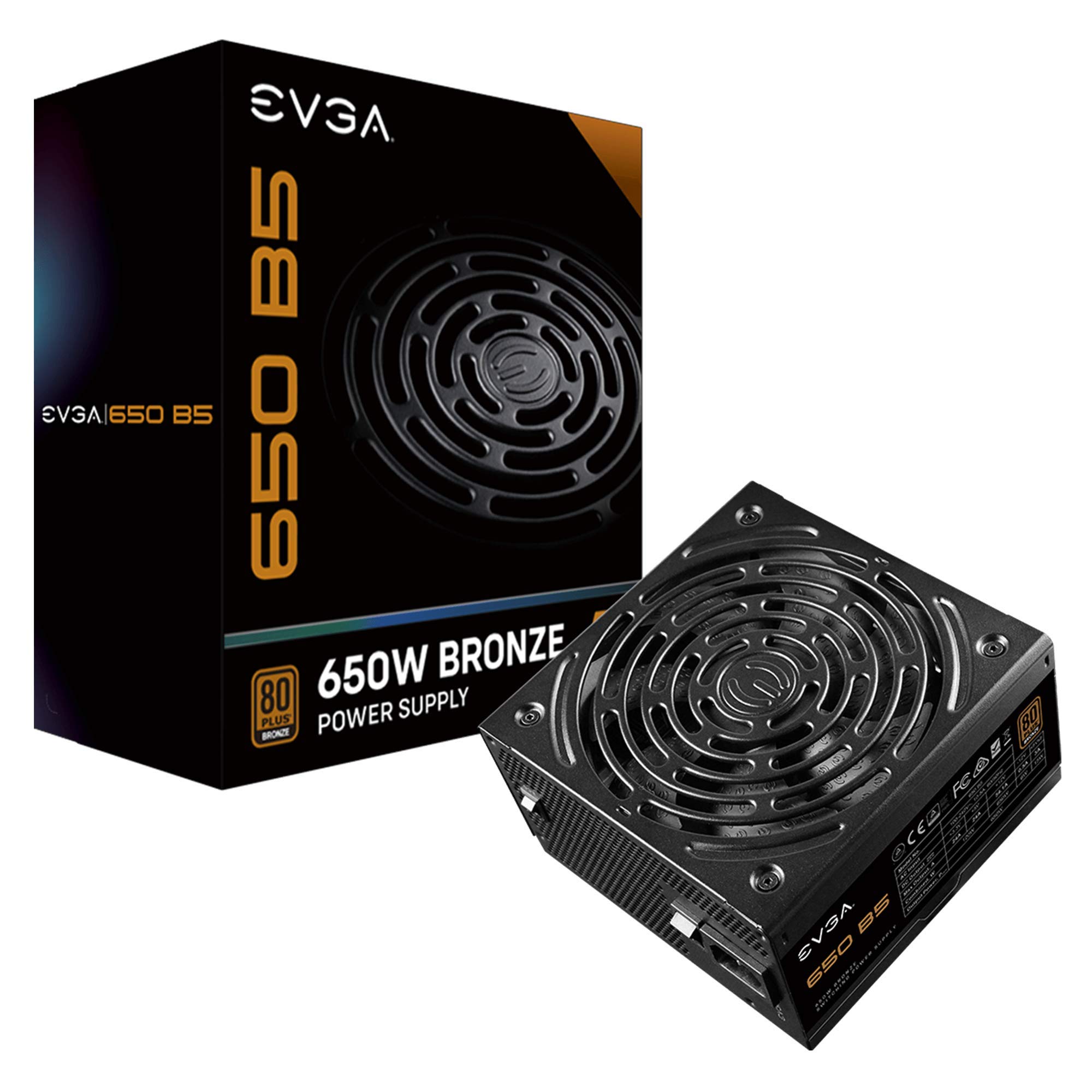 EVGA 220-B5-0650-V1 650 B5, 80 Plus Bronze 650W, Fully Modular, EVGA ECO Mode, 5 Year Warranty, Compact 150mm Size, Power Supply