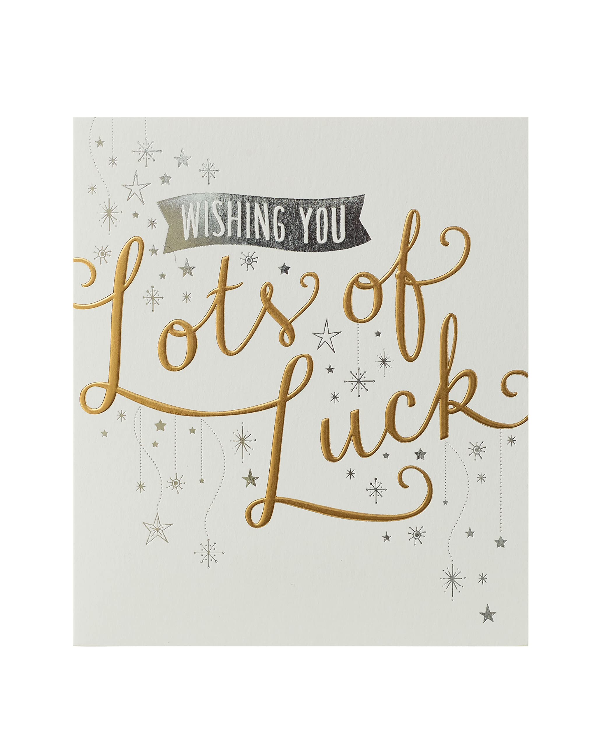 UK Greetings Good Luck Card for Him/Her/Friend - Silver & Gold Foil Design