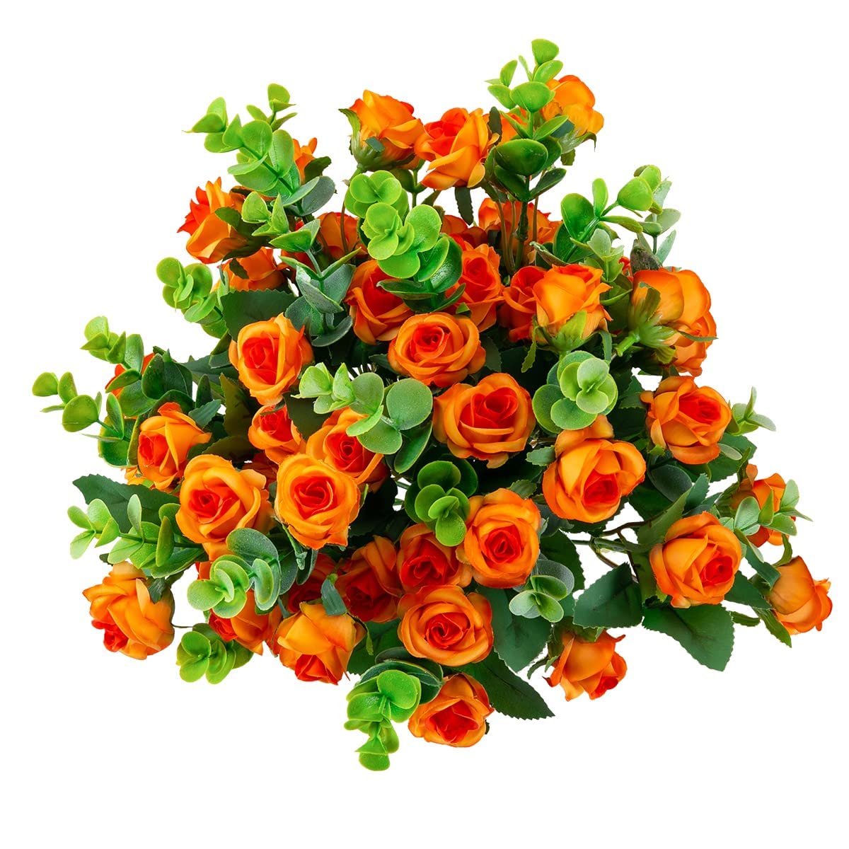 SHUOTAO Artificial Flowers Fake Silk Rose for Decoration 33 Heads Small Roses Blooming Faux Flower Bouquet with Stem for DIY Vase Home Wedding Party 3 Pack Orange