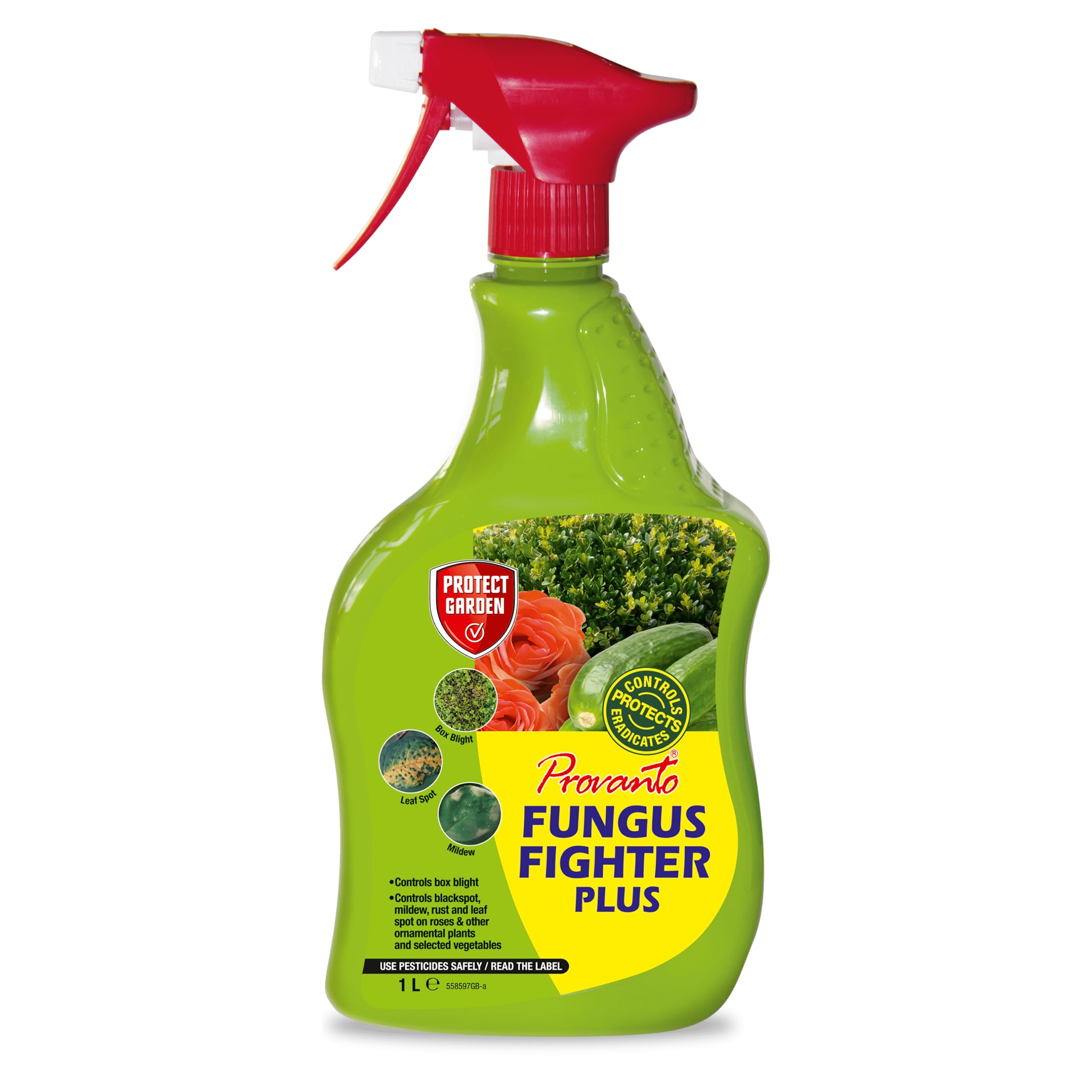 Provanto - Fungus Fighter Plus - Eradicates, Controls & Protects for Up To 3 Weeks - Garden Care, Plant Protection, Ready to Use Fungicide, Use Indoor & Outdoor on Flowers, Fruit & Veg, Shrubs - 1L