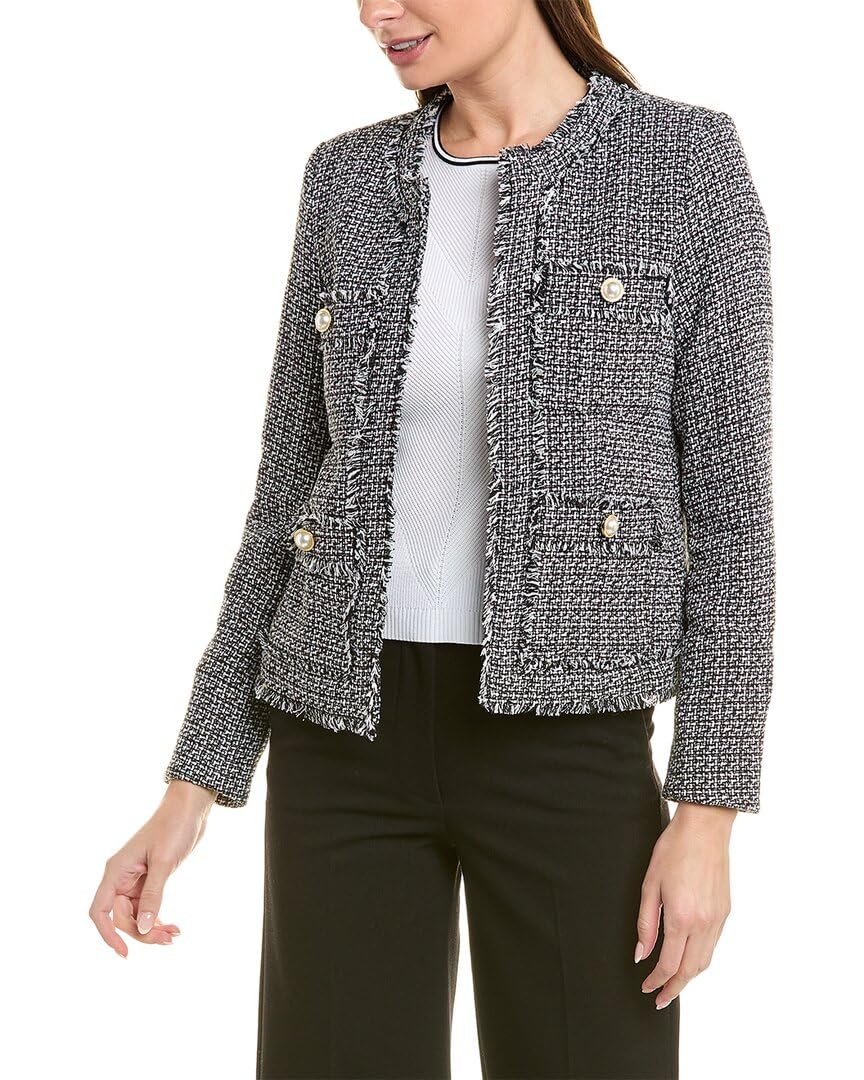 Nanette Nanette LeporeWomens Tweed Blazer, L, Black