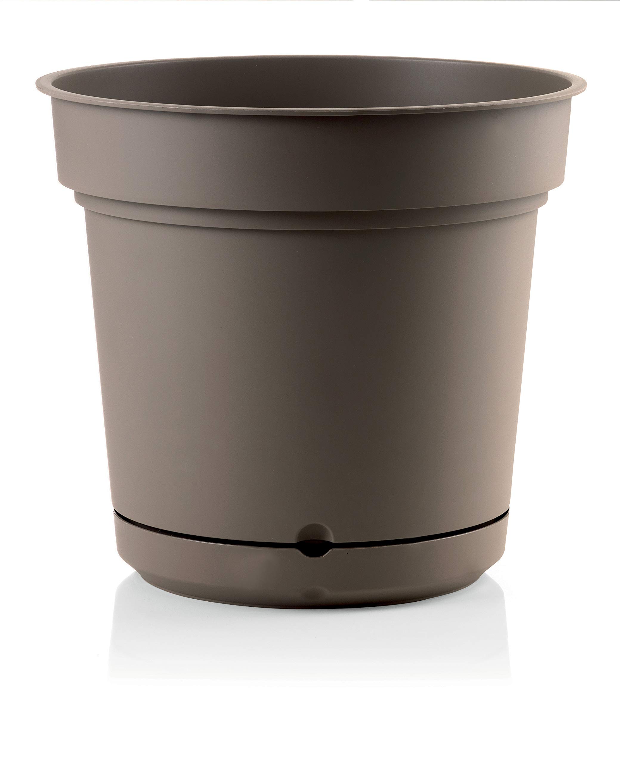 TeraplastHydral Diameter 48 cm - Outdoor and Indoor Pot in Opaque Plastic, Brown, 100% Recyclable with Water Reserve. Indoor and Outdoor Planter