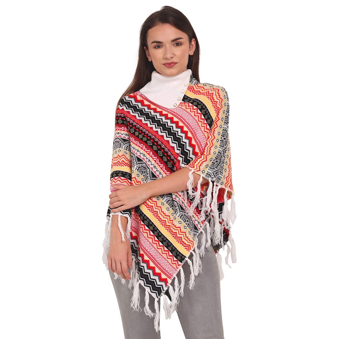 eWools Women Winter Wear Multicolor Woolen Poncho (New Jaikart)