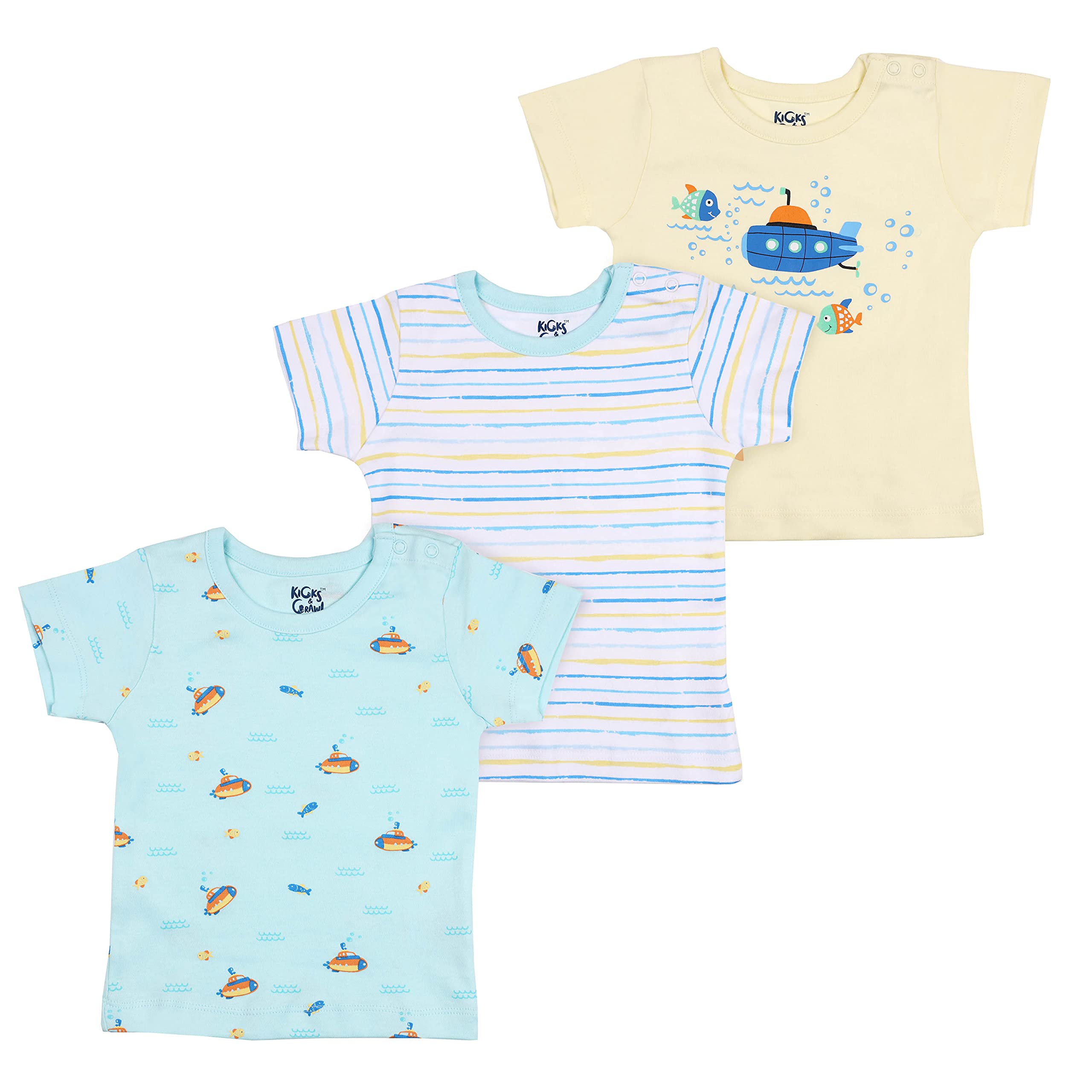 KICKS & CRAWLSubmarine Seas Baby T-Shirts- 3 Pack