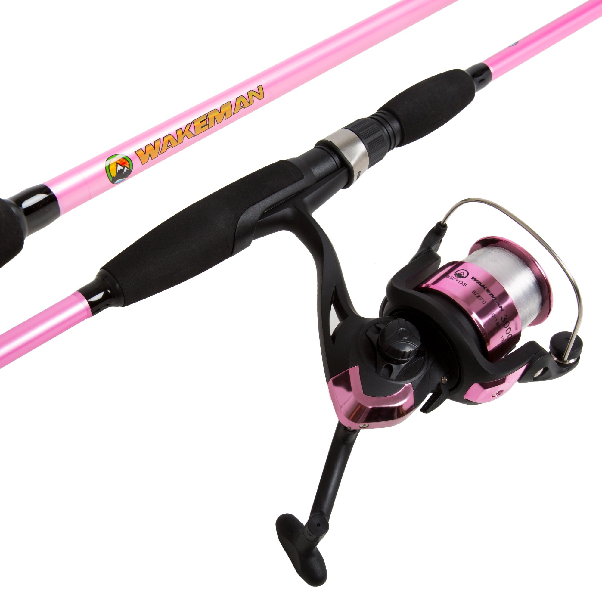 Fishing Rod and Reel Combo - 2pc Strike Series Medium Action 78-Inch Spinning Reel Fishing Pole - Fishing Gear for Bass and Trout by Wakeman