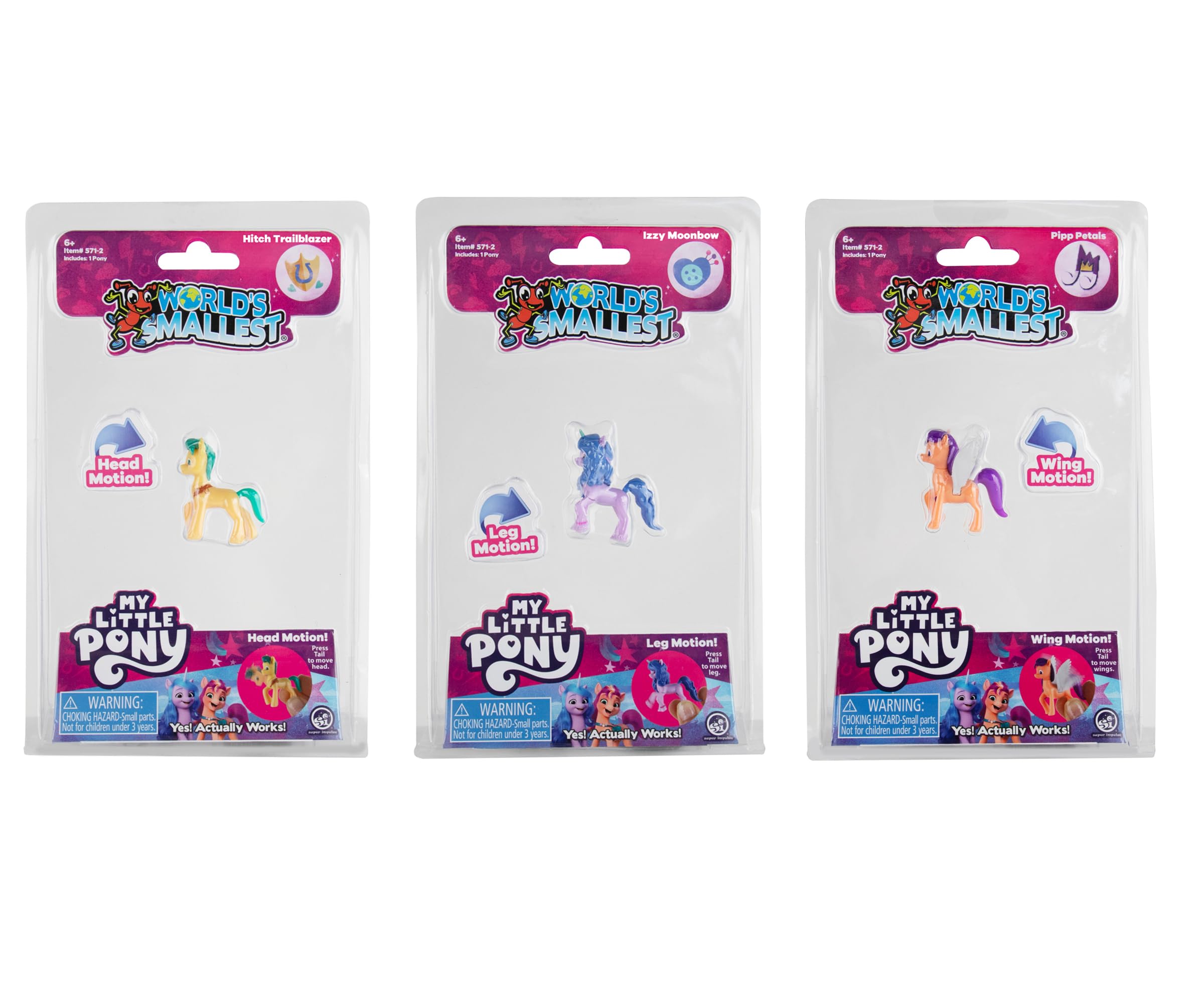 Worlds Smallest My Little Pony Series 2 Bundle Set of 3 - Pipp Petals - Hitch Trailblazer - Izzy Moonbow