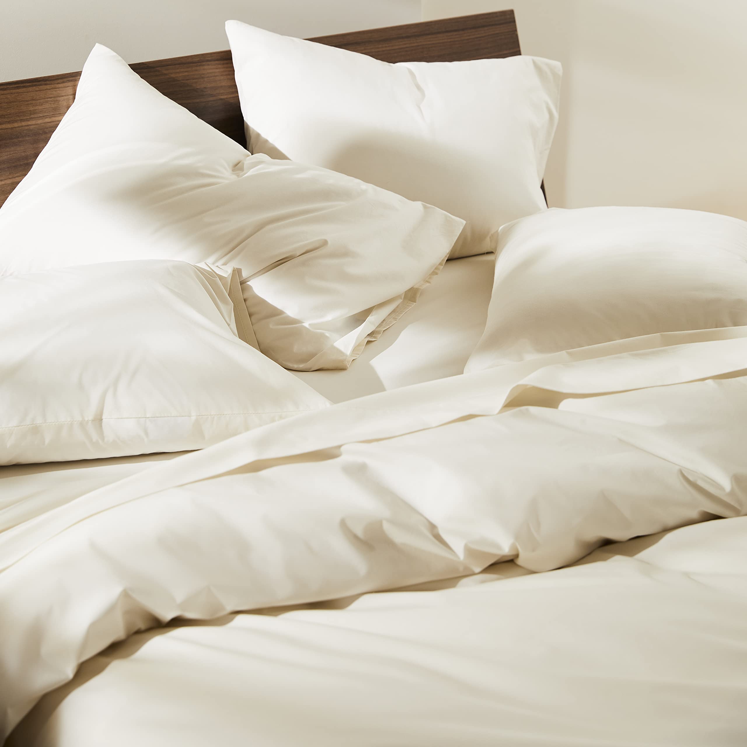 Brooklinen Luxury Sateen Pillowcases - Set of 2, Standard Size in Cream - 100% Long Staple Cotton with Envelope Closure