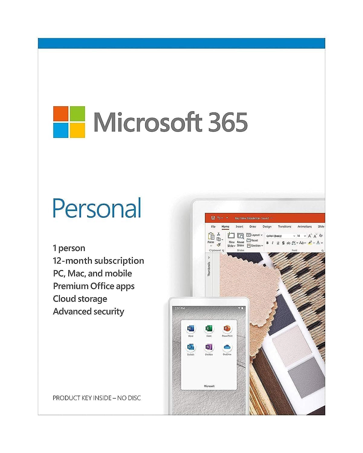 Microsoft 365 Personal - For Pc, Mac, Ios And Android, English Subscription, Middle East Version, 1 Year License USer [Qq2-01011]