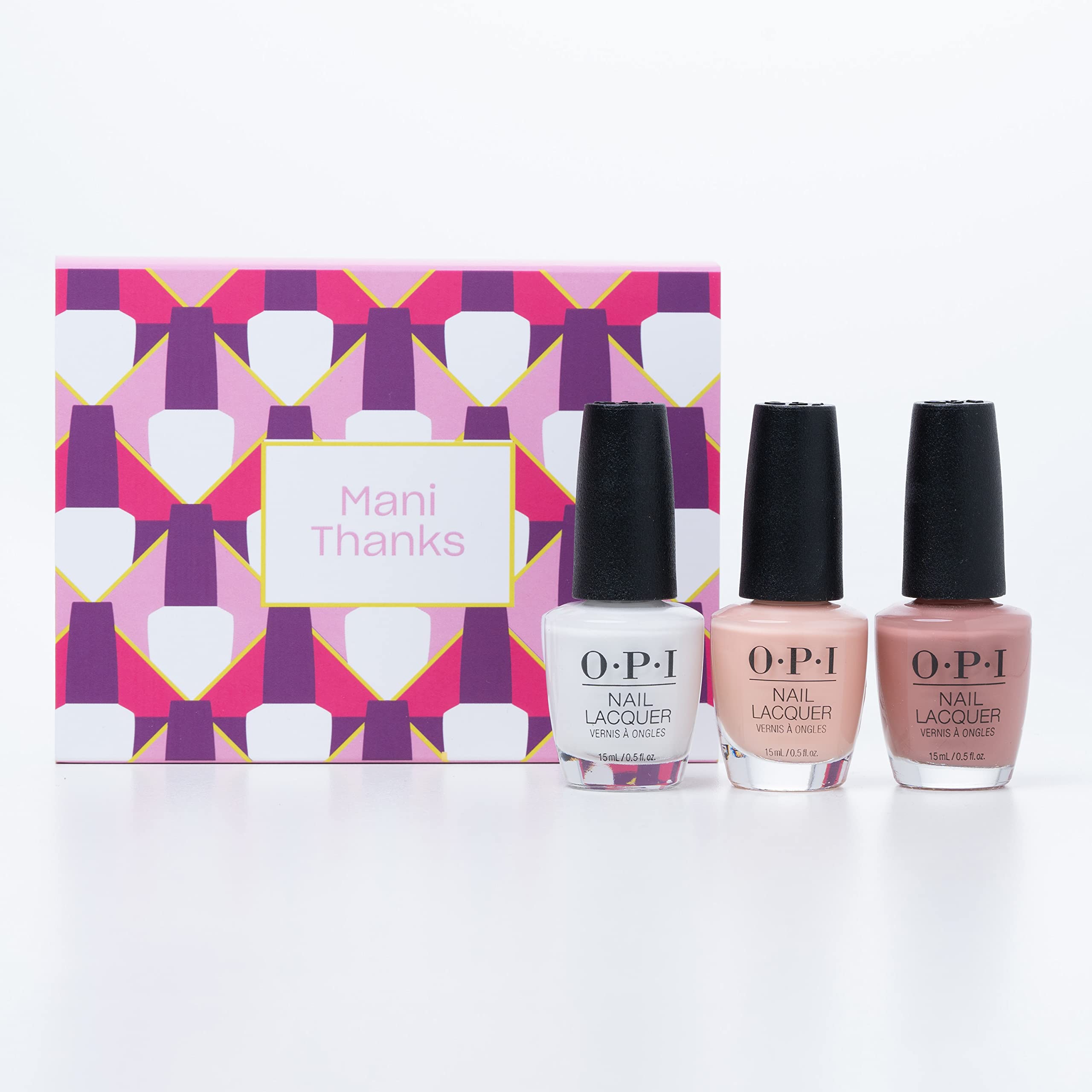 OPI Nail Polish, Nail Polish Gift Set, Long-Lasting Luxury Nail Polish, Mani Thanks Set, 3 x 15ml