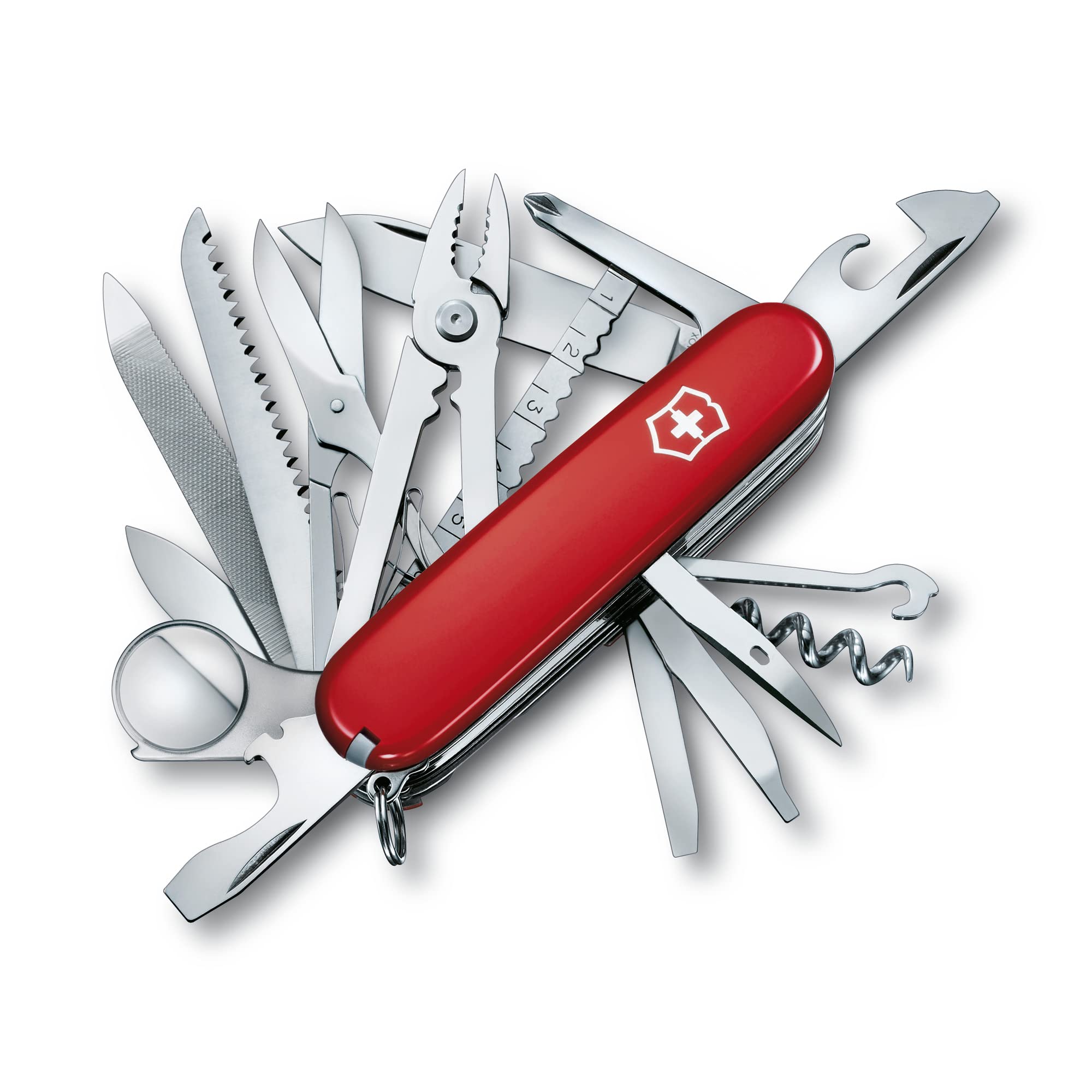 VictorinoxSwiss Champ Swiss Army Knife, 33 Functions, Swiss Made Pocket Knife with Large Blade, Screwdriver, Chisel and Combination Pliers - Red