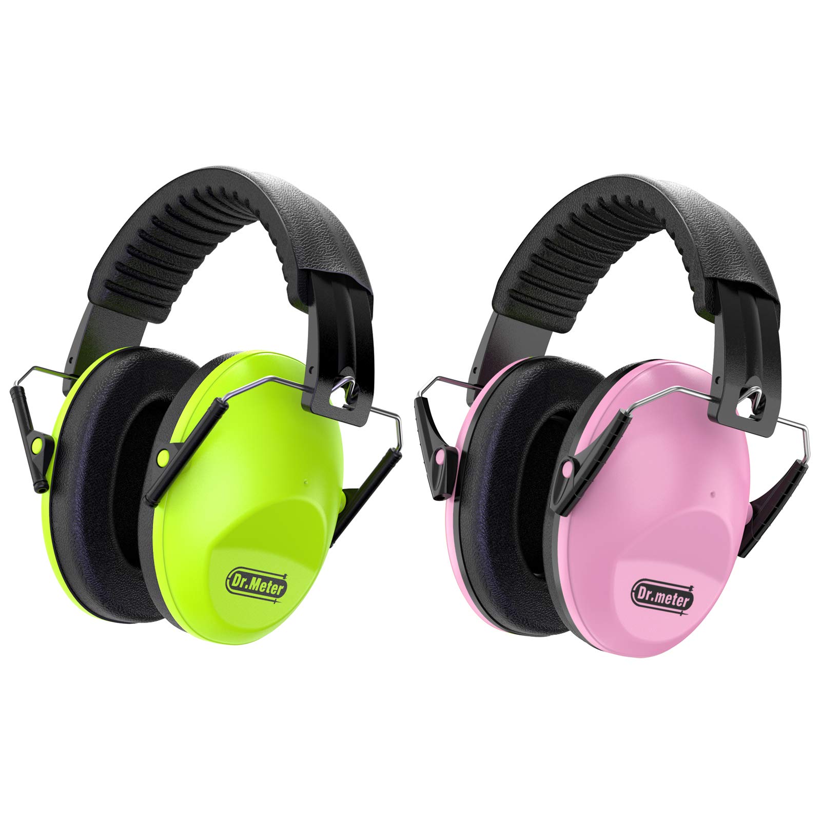 Dr.meterDr.meter Noise Cancelling Ear Muffs: SNR27.4 Noise Cancelling Headphones for Kids with Adjustable Headband - Kids Ear Protection for Sleeping Mowing and Studying - 2 Packs, Green & Pink