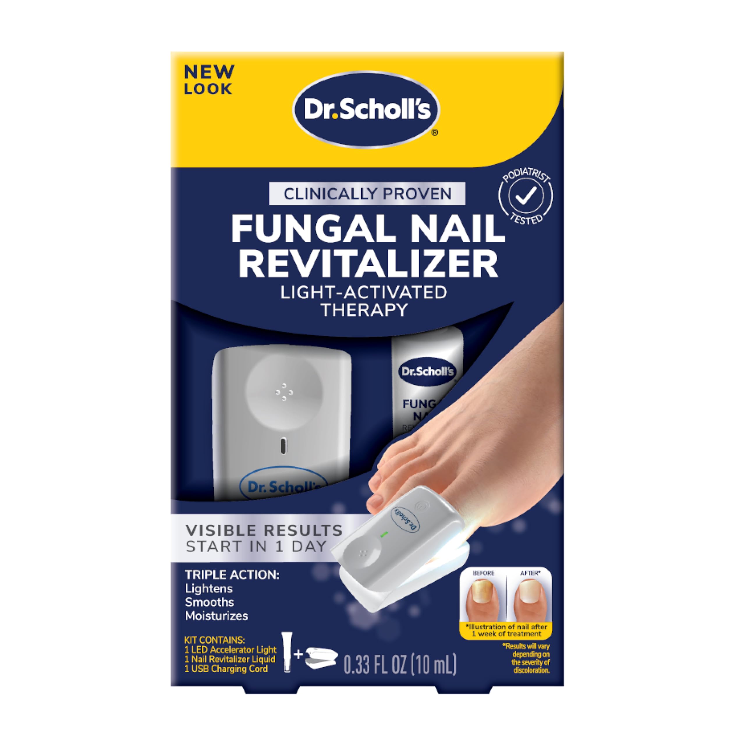 Dr. Scholl'sFungal Nail Treatment Revitalizer LED Light-Activated Therapy, Erase Toenail Discoloration Fungus, 10 ml