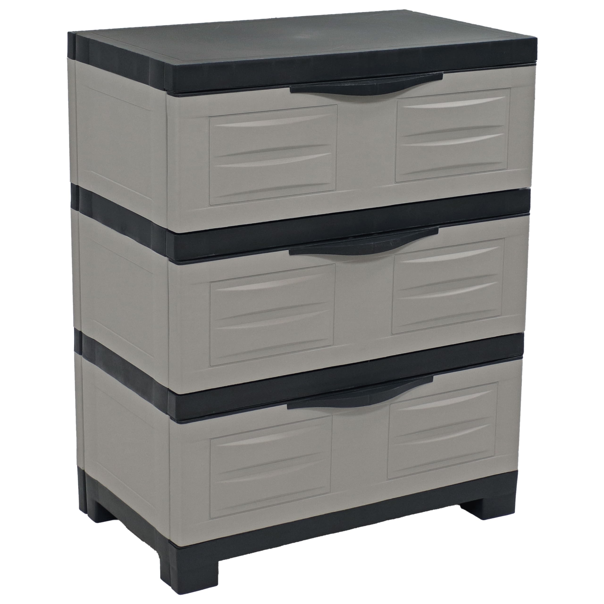 Sunnydaze 3-Tier Plastic Storage Drawers - Versatile Storage Cabinet with 3 Drawers - Tool-Free Assembly - Gray - 29.5" H