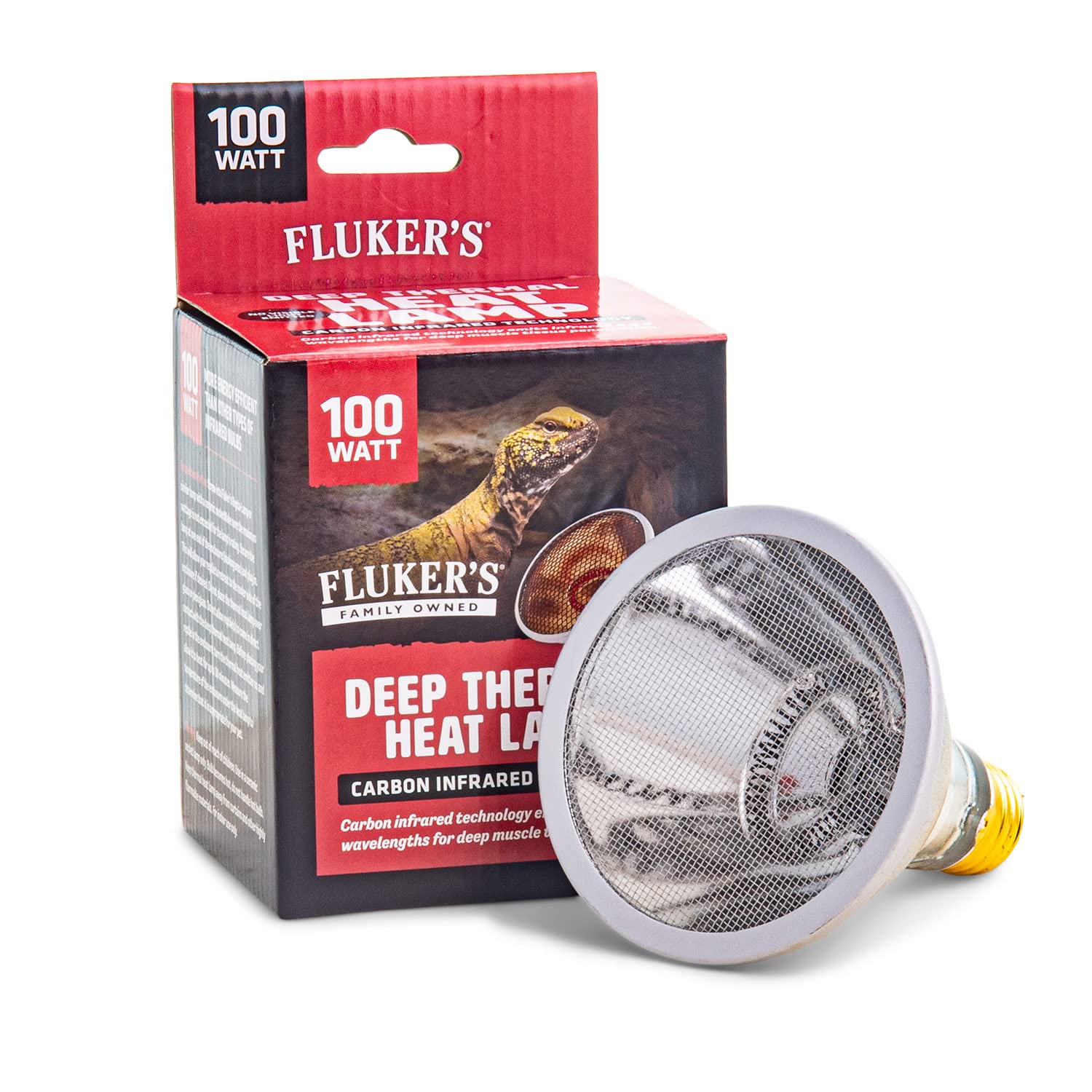 Fluker's Deep Thermal Heat Lamp for Reptiles with Carbon Infrared Technology, for All Reptile Tanks, Great for Basking, 100 Watt