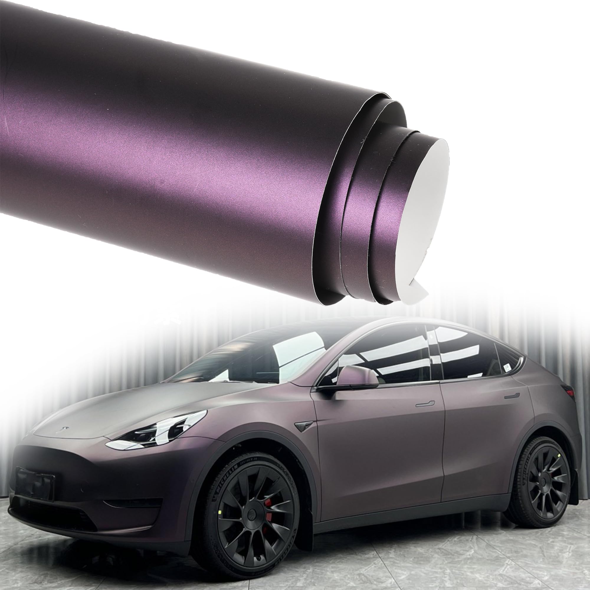 Matte Metallic Black to Charming Dark Purple Satin Chameleon Vinyl Wrap Color Change DIY Vehicle Vinyl Film, 59.84'' x 196.85''