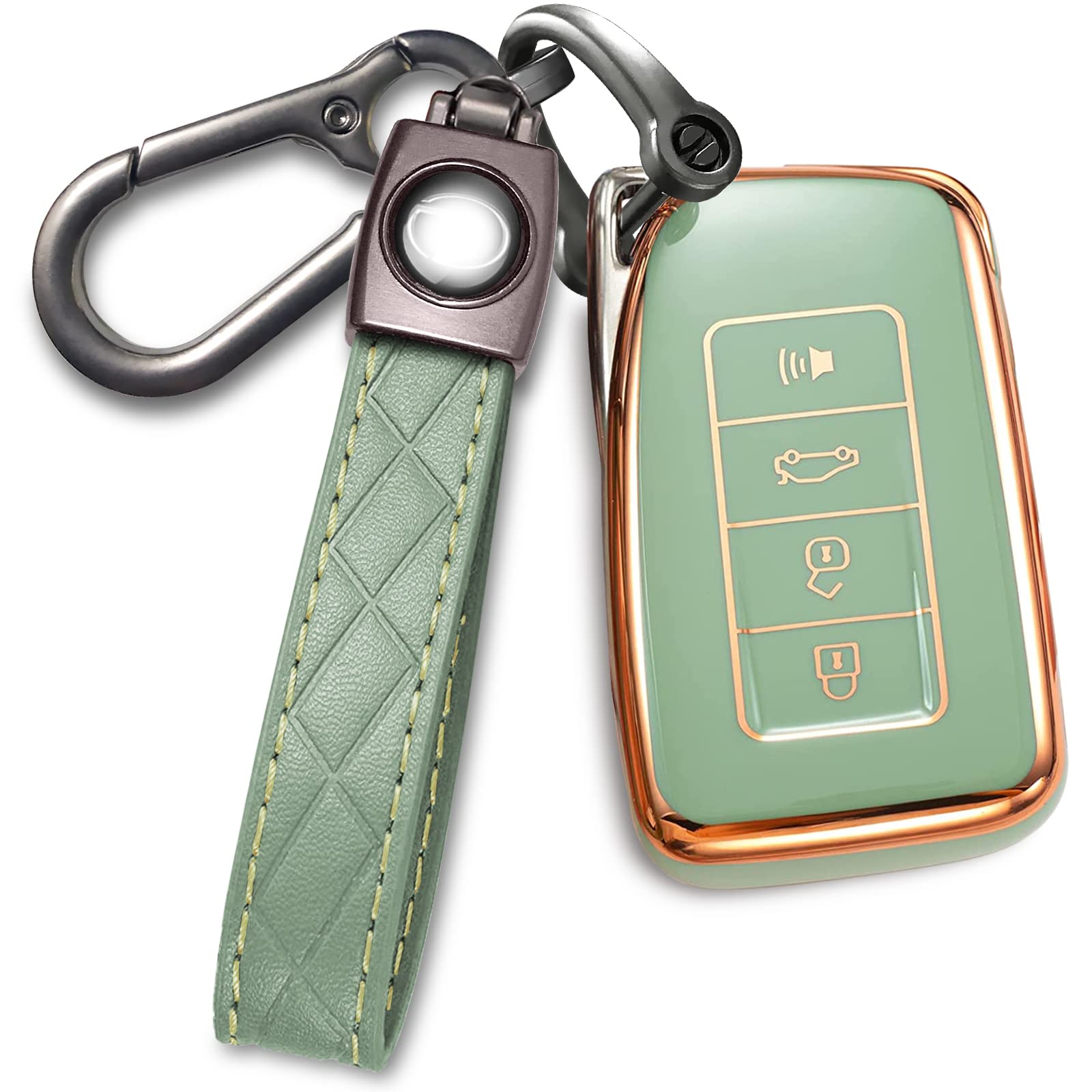 Lyonuczs for Lexus Key Fob Cover with Keychain Soft TPU Full Protection Key Fob Case Shell Compatible with Lexus RX ES GS LS NX RS GX LX RC LC 4 Buttons Smart Key (Green)