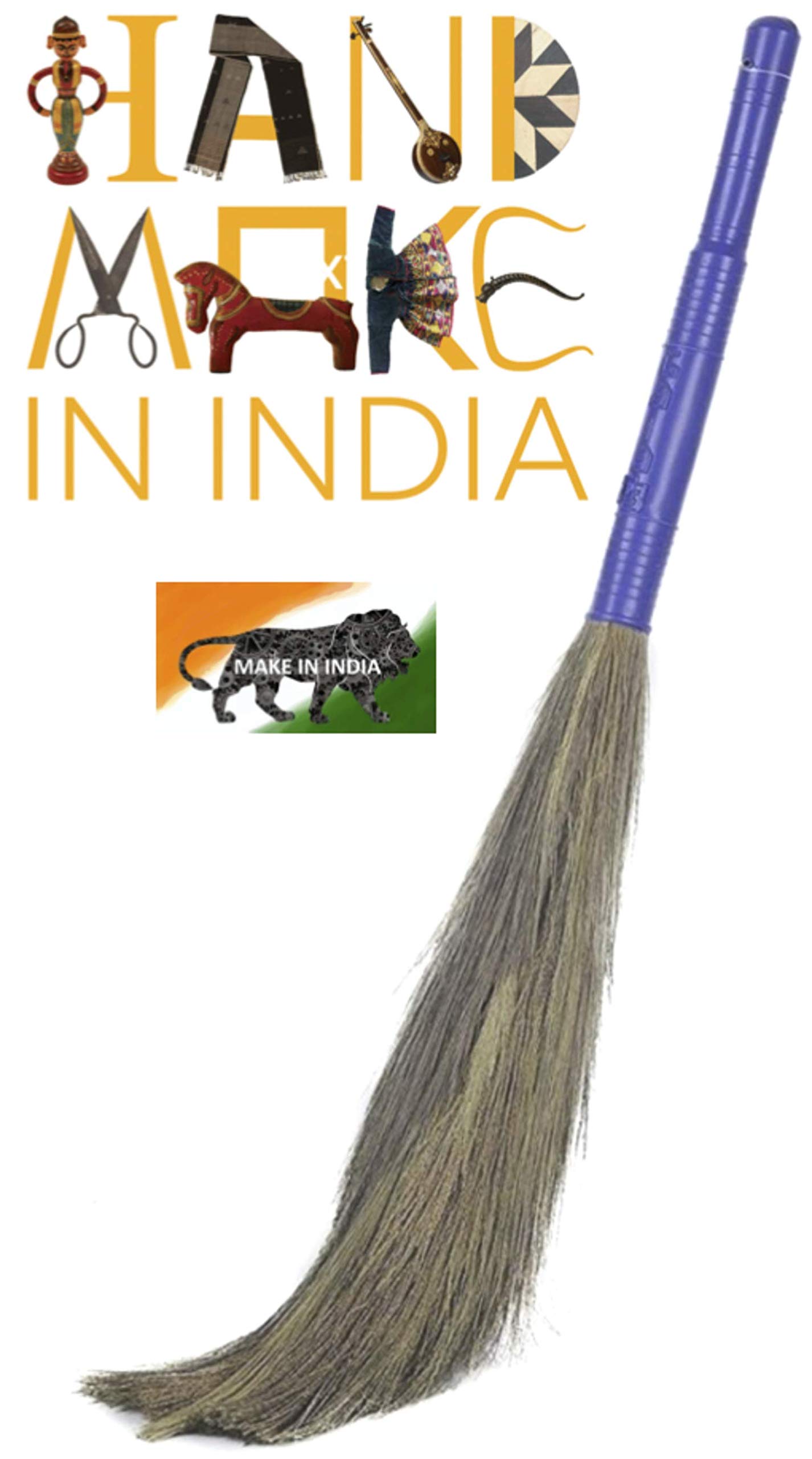 DEALBOOTH Soft Premium Grass Broomstick for Moduler Home Monkey 555 Plastic Handle Jumbo Size Eco-Friendly Best Phool Jhadu, jadu, Mop King Kong for All Floor Cleaning 95% dust Free Multicolor Prime