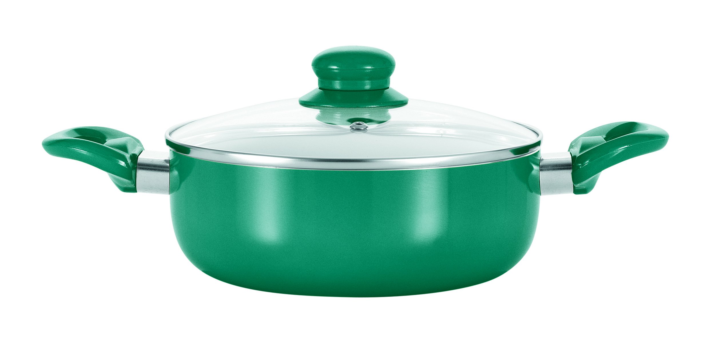 GOURMETmaxx 09715 Non-Stick Saucepan | Cookware | Low-Carb/No-Oil Cooking | Double Ceramic Coating | Heat Storage | 20 cm | Emerald