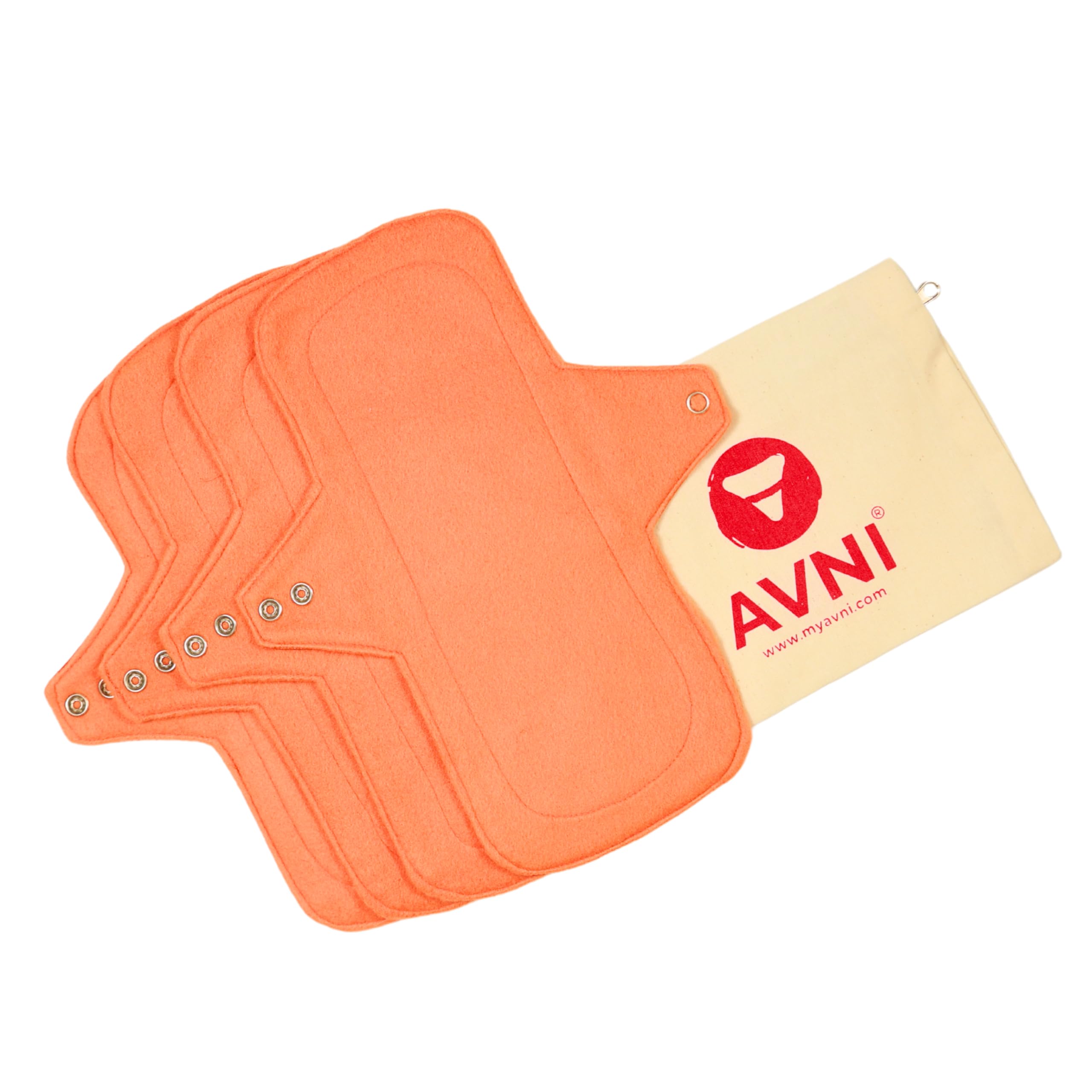 Avni - Fluff Washable Cloth Panty Liner | Antimicrobial | Eco-Friendly and Reusable | Spotting Days | Breathable and Comfortable for Women | Daily Use with Storage Pouch | Pack of 4 (240 MM)