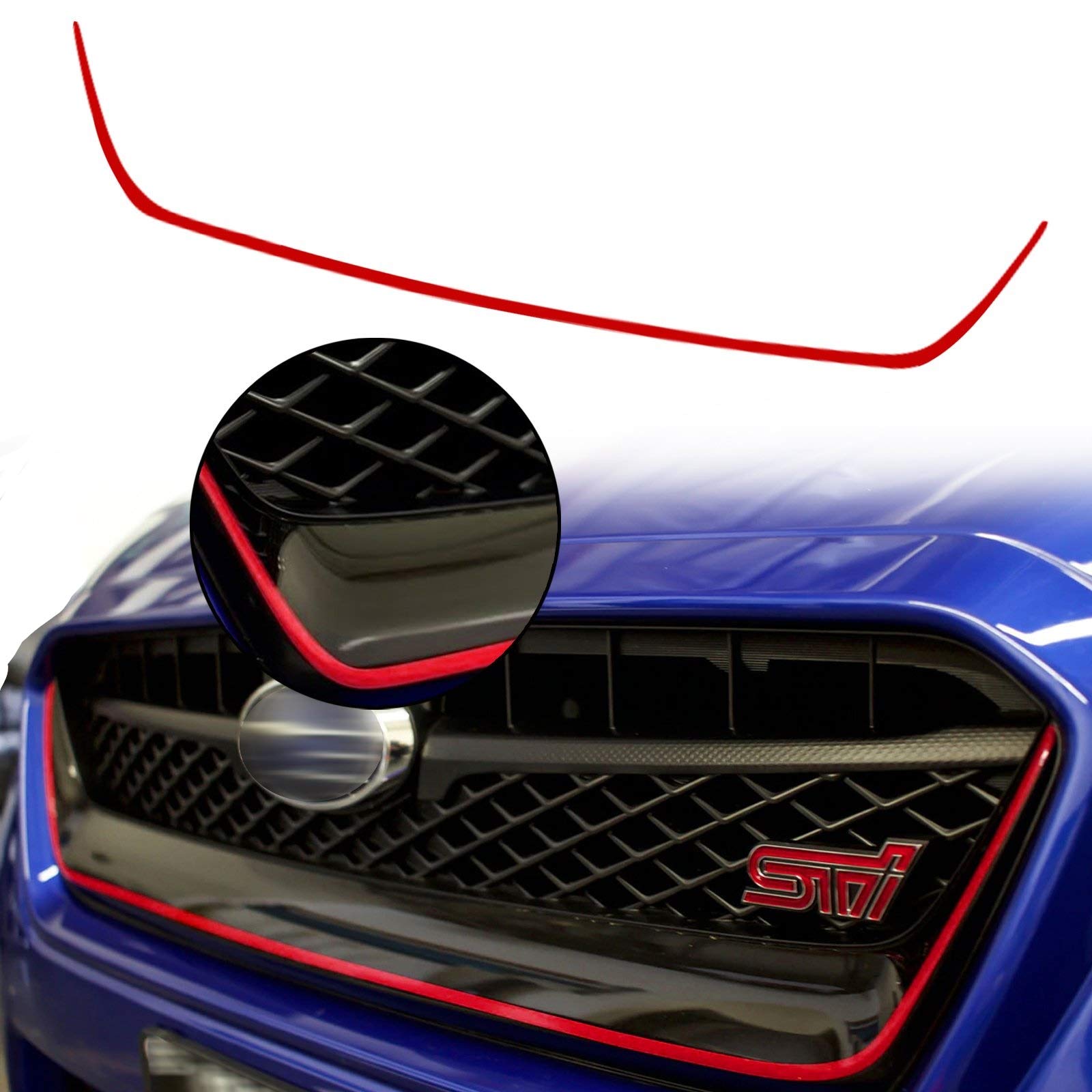 Xotic Tech Front Grille Pinstripe Pre-Cut Styling Front Hood Panel Edge Molding Trim Vinyl Sticker Decal Compatible with Subaru WRX STI 2015-2017 (Glossy Red)