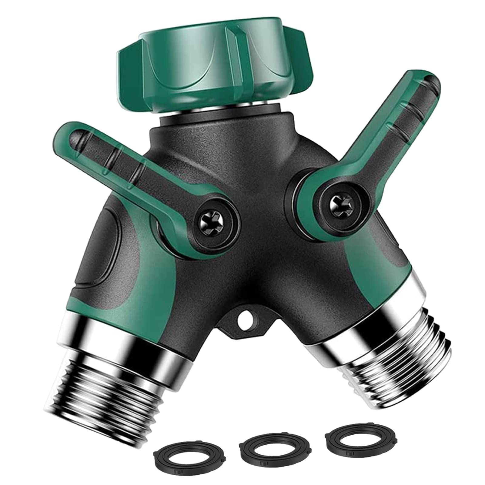 Garden Hose Splitter 2 Way - Water Hose Splitter with Long Handle Garden Hose Shut off Valve Double Y Connector Faucet Splitter Hose Connector