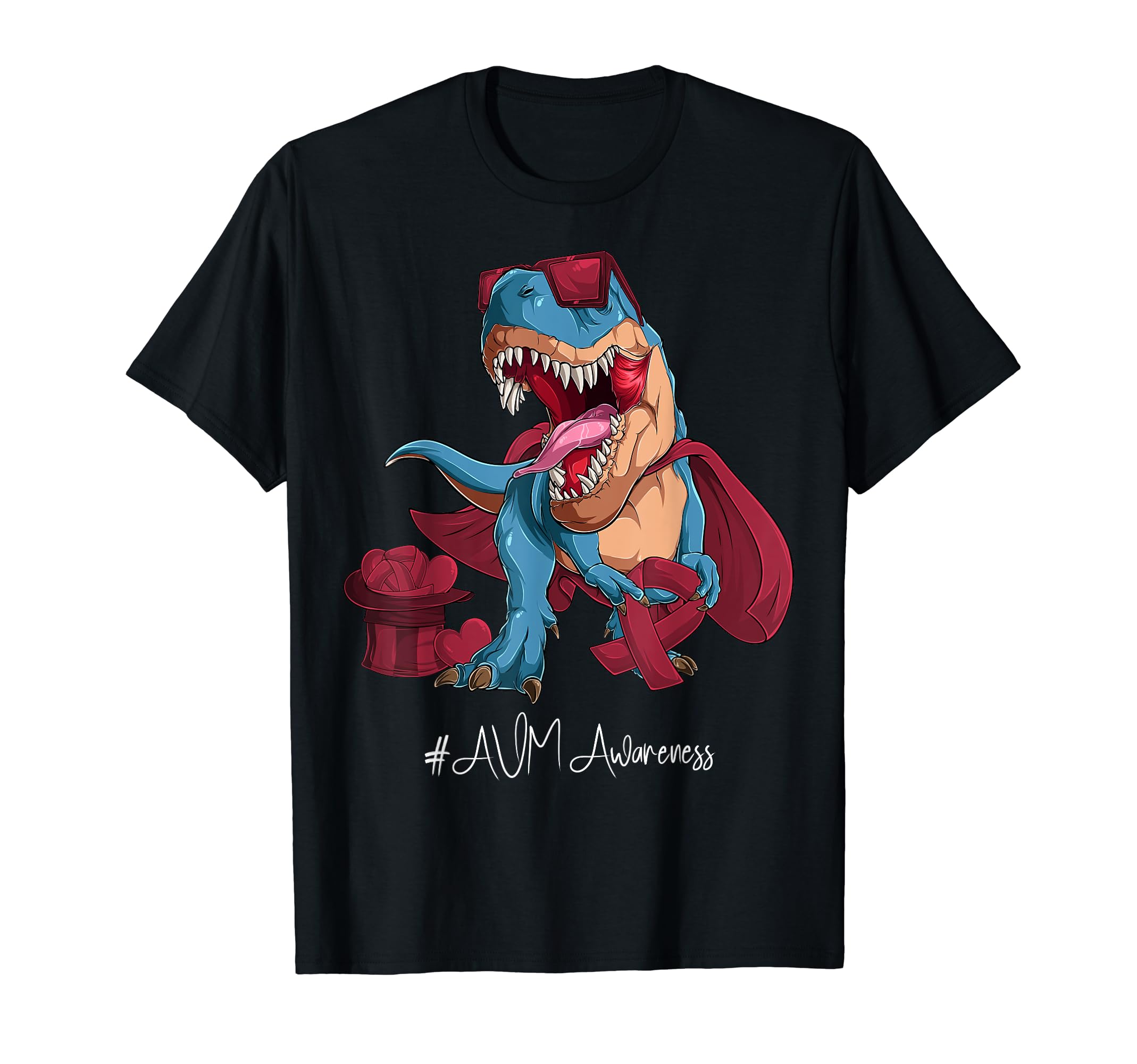 AVM AwarenessMonth Burgundy Ribbon Trex T-Shirt