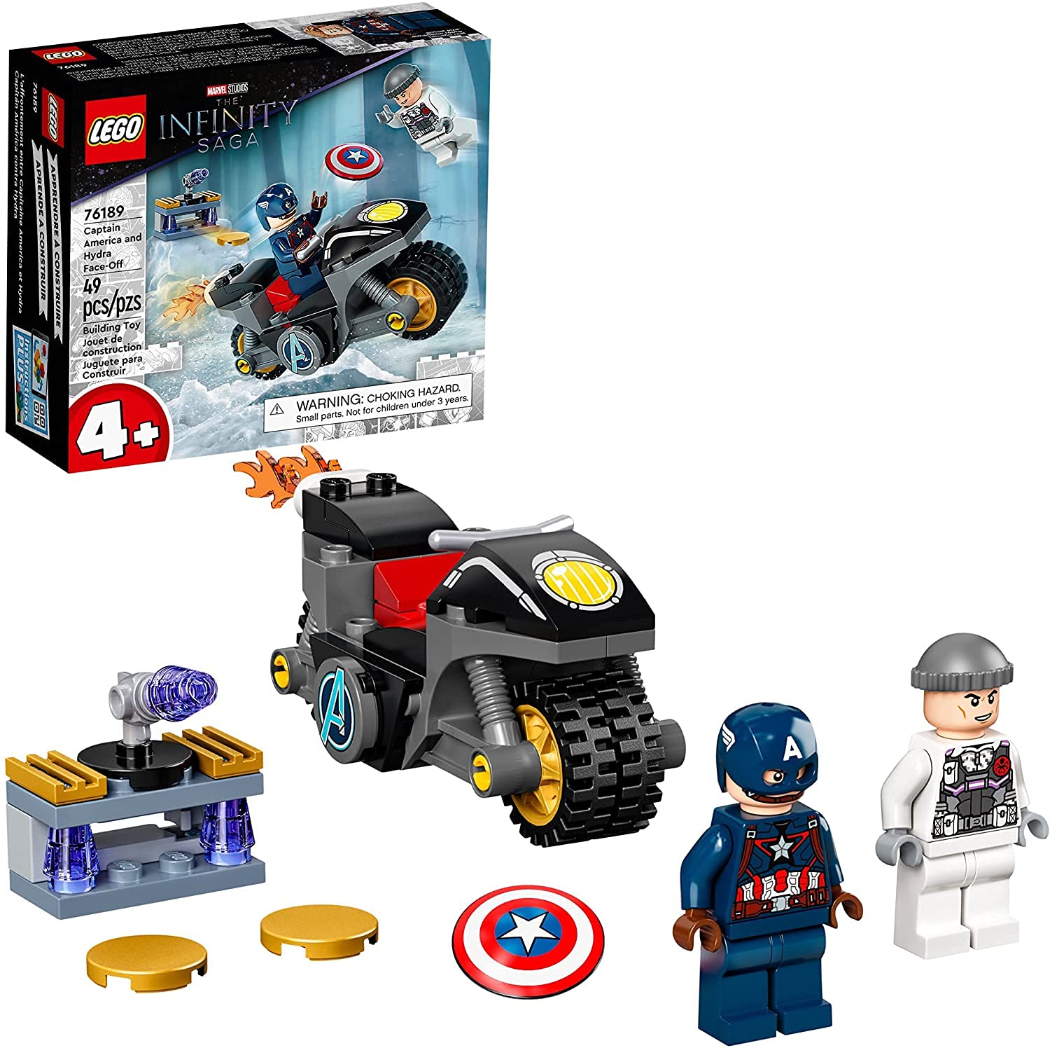 LEGOMarvel Captain America and Hydra Face-Off 76189 Collectible Building Kit; Captain America and Motorcycle Set; New 2021 (49 Pieces)