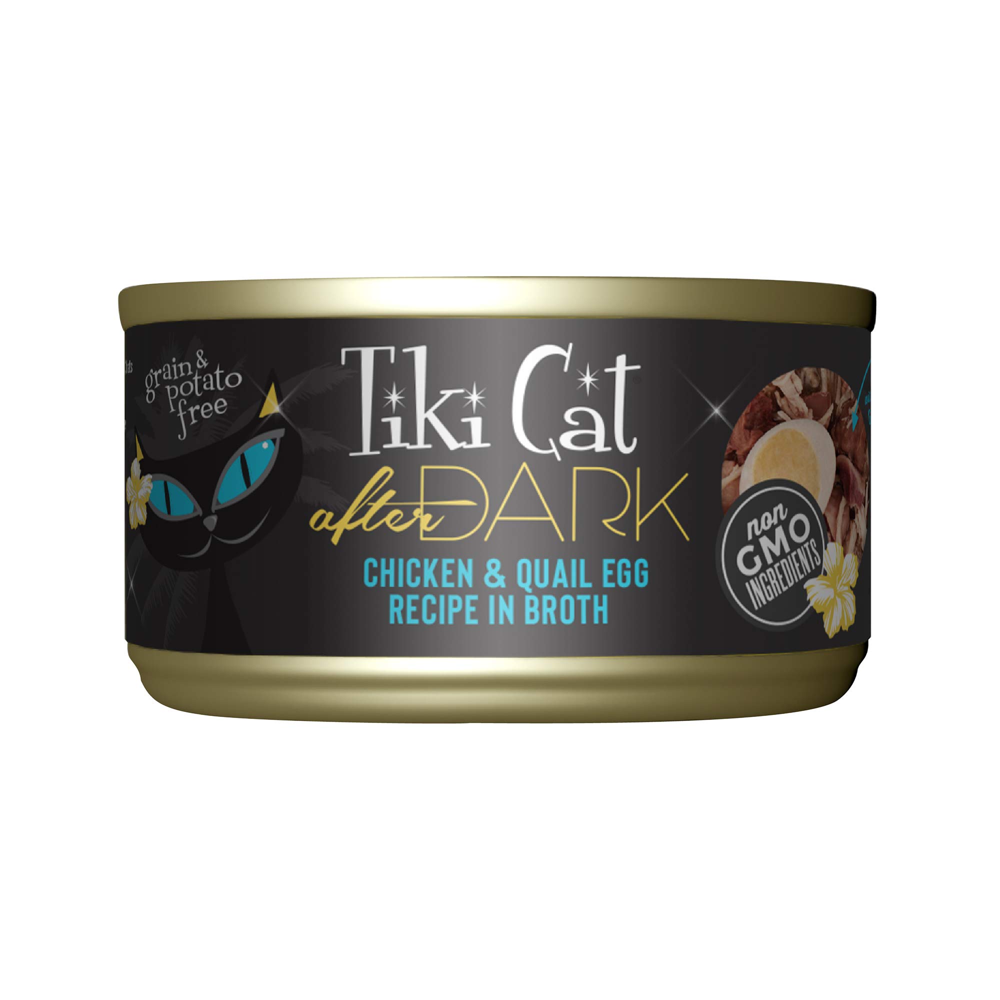 Tiki Cat After Dark, Chicken & Quail Egg, High-Protein and 100% Non-GMO Ingredients, Wet Cat Food for Adult Cats, 2.8 oz. Cans (Pack of 12)