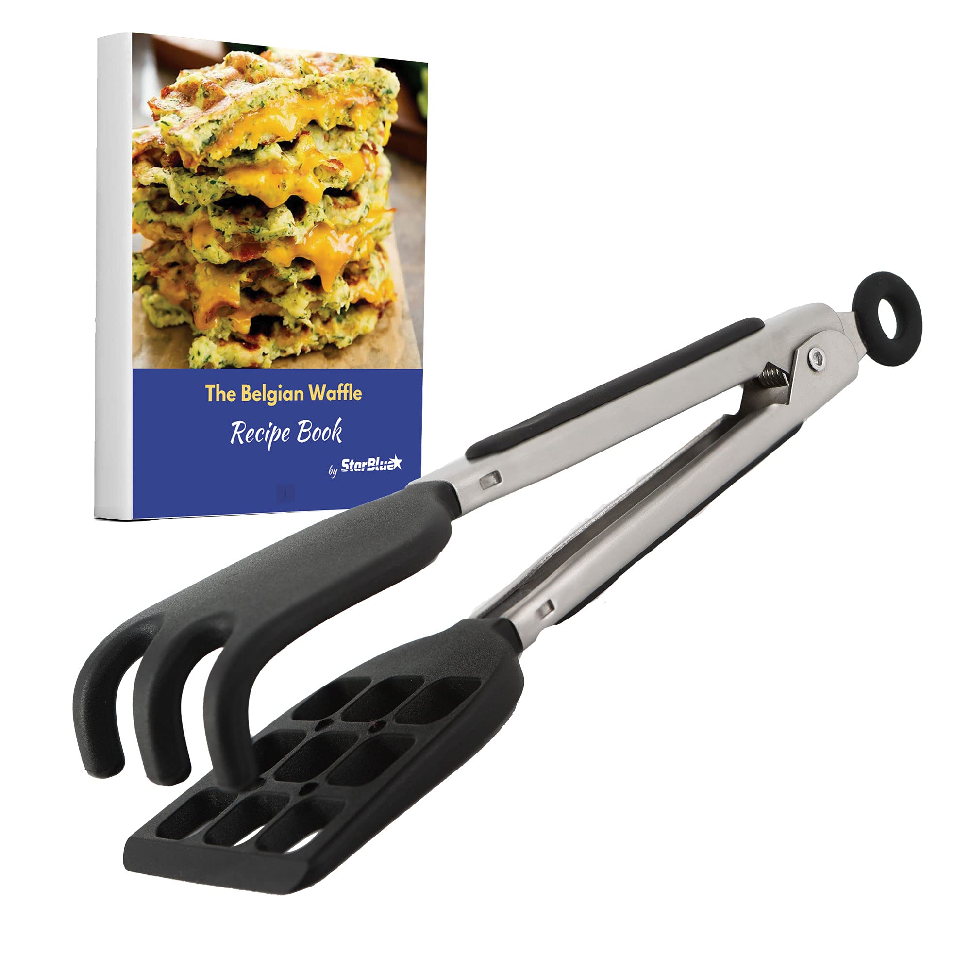 Mini Waffle Tongs by StarBlue – 8 Inches Serving Tongs with Non-Slip Smooth Handles, Non-Scratch and Dishwasher Safe, Multipurpose Spatula Tongs for Serving